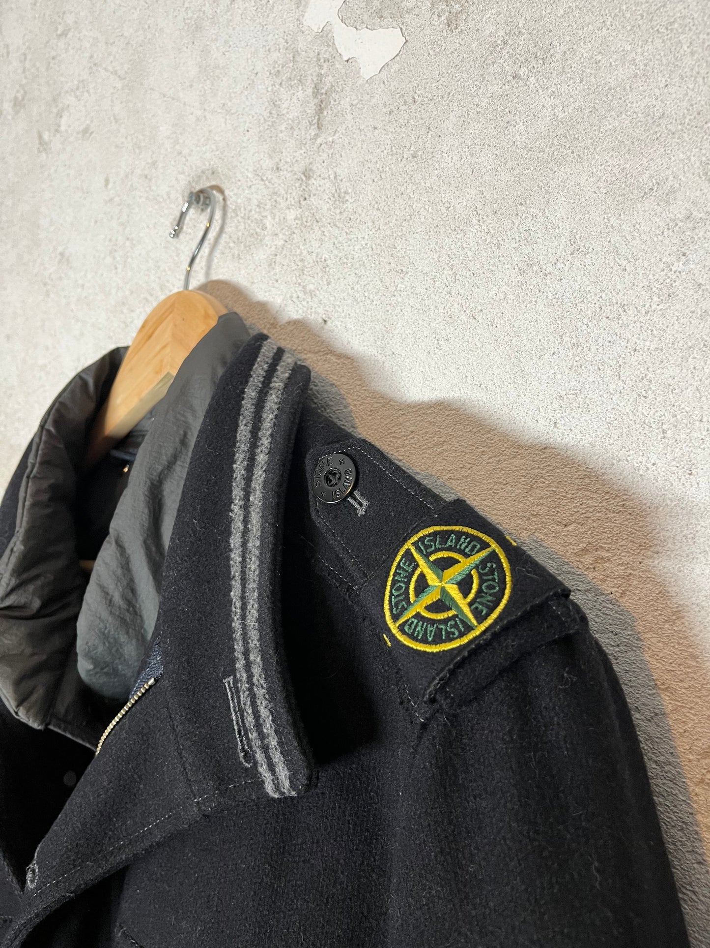 Stone Island vintage 2-in-1 detachable lining down wool trenchcoat jacket - L