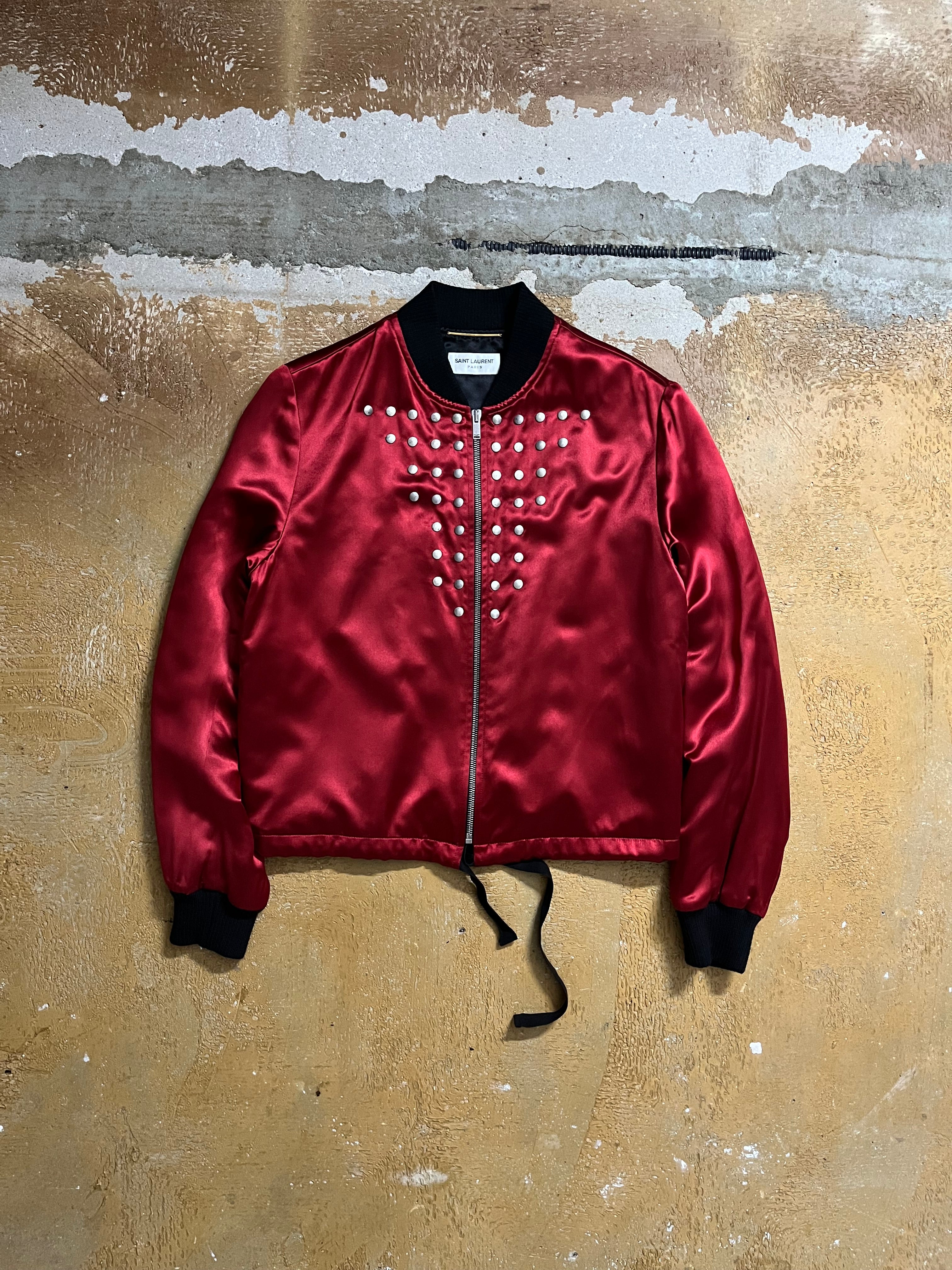 Saint Laurent studded satin bomber jacket - S – Father of