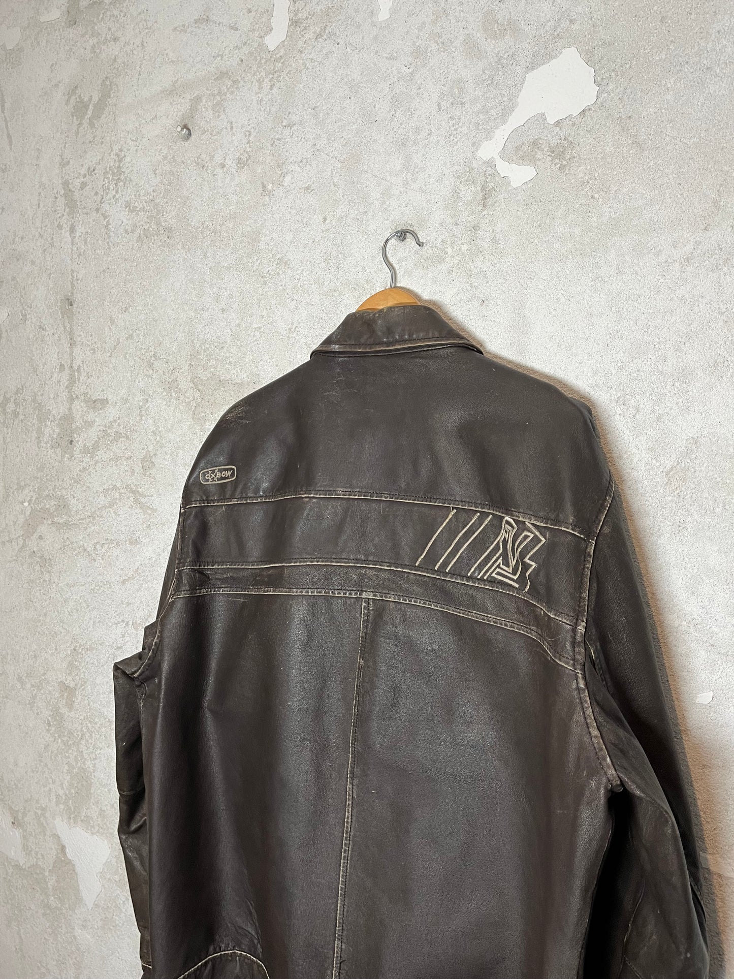 Oxbow vintage retro leather surf skate motor race jacket