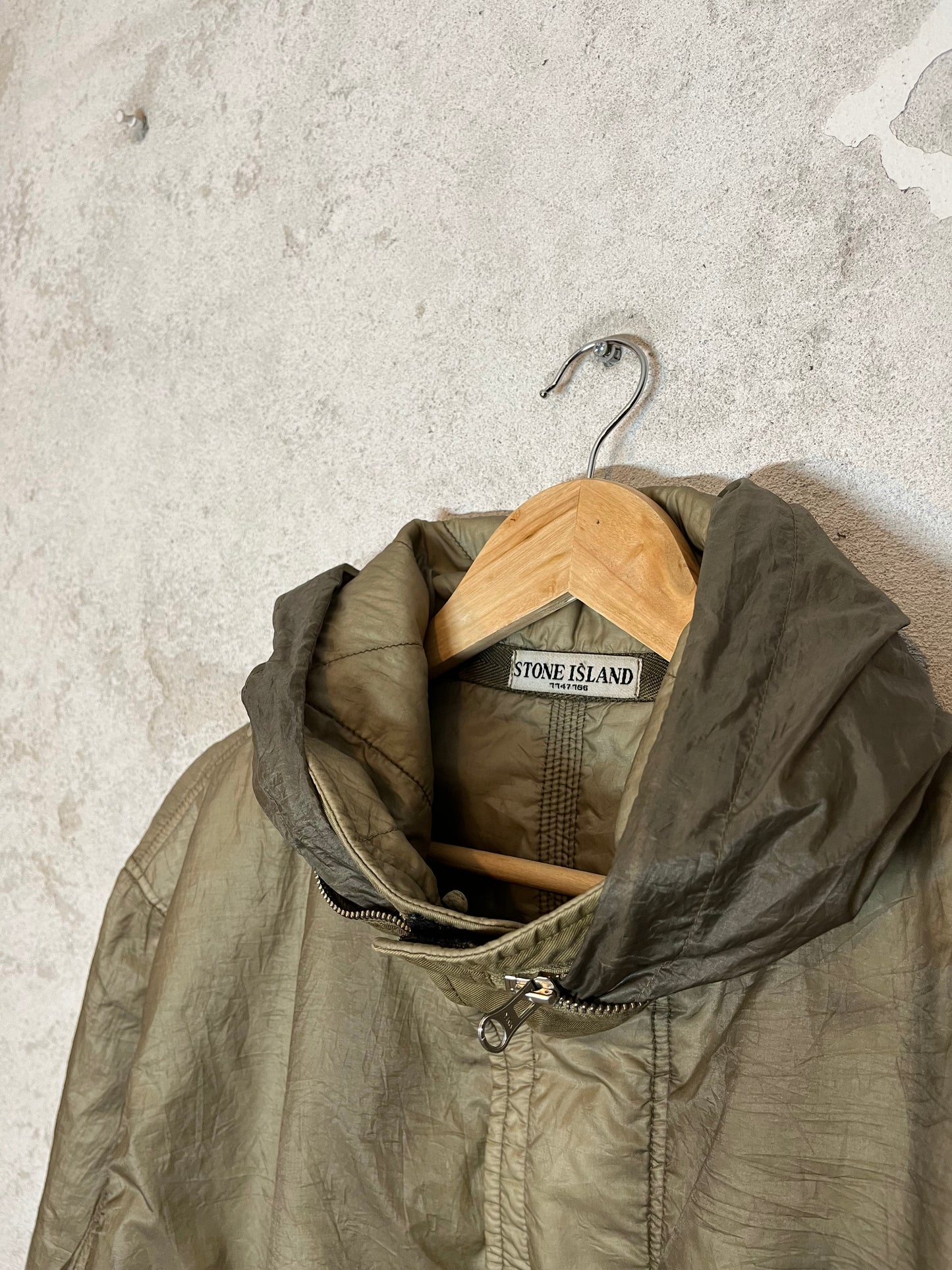 Stone Island vintage 2000s 90s khaki brown crinkle jacket bomber - XL