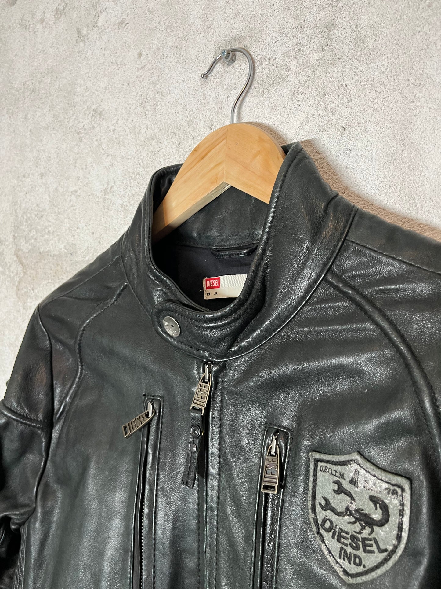 Diesel 2000s leather motor jacket - XL