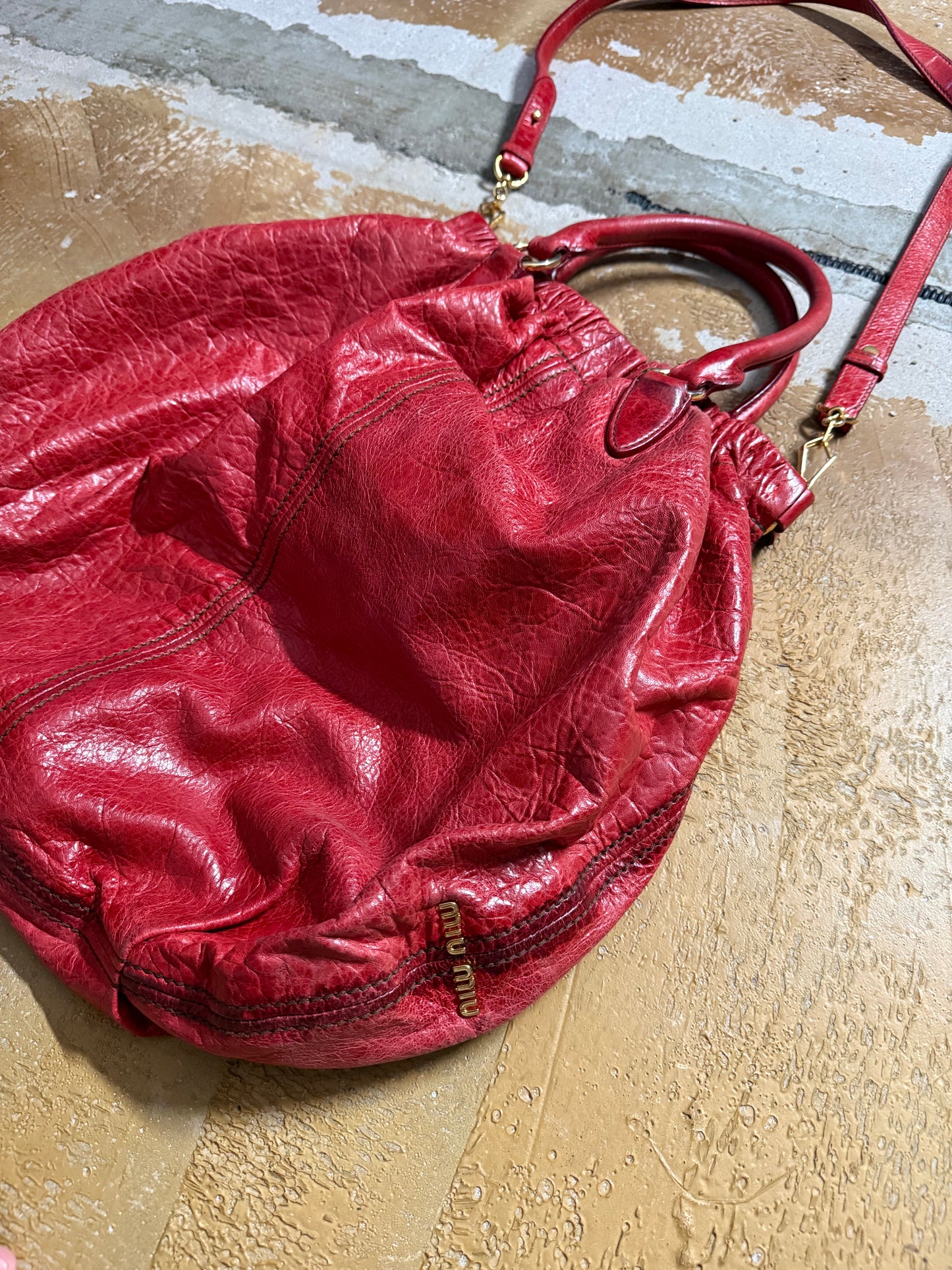 Miu Miu vintage leather red big hobo bag