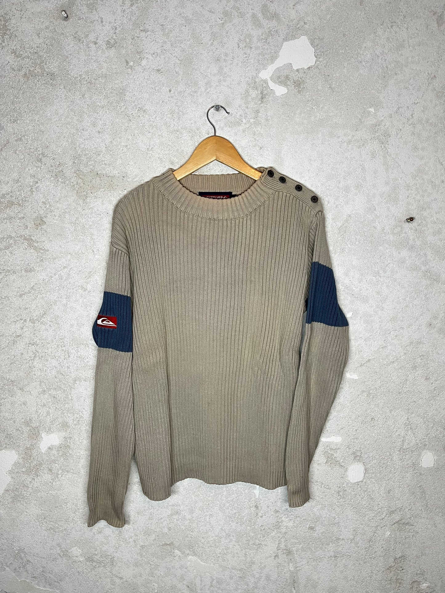 Quiksilver ribbed knit sweater with logo application - L