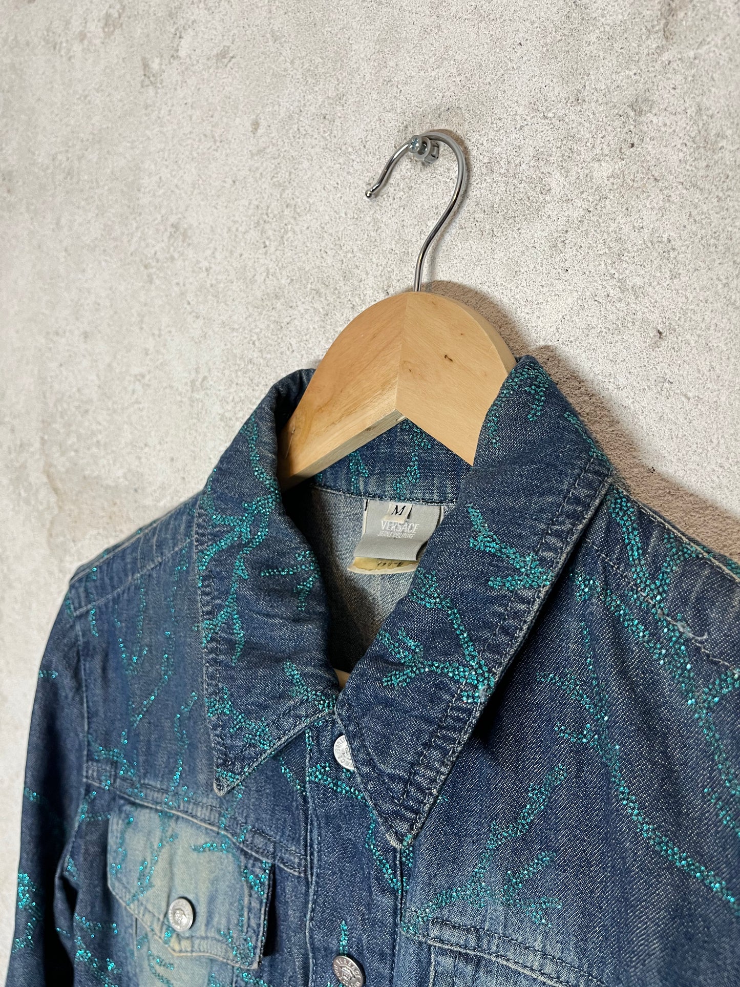 Versace Vintage Glitter embroidered denim jacket - M