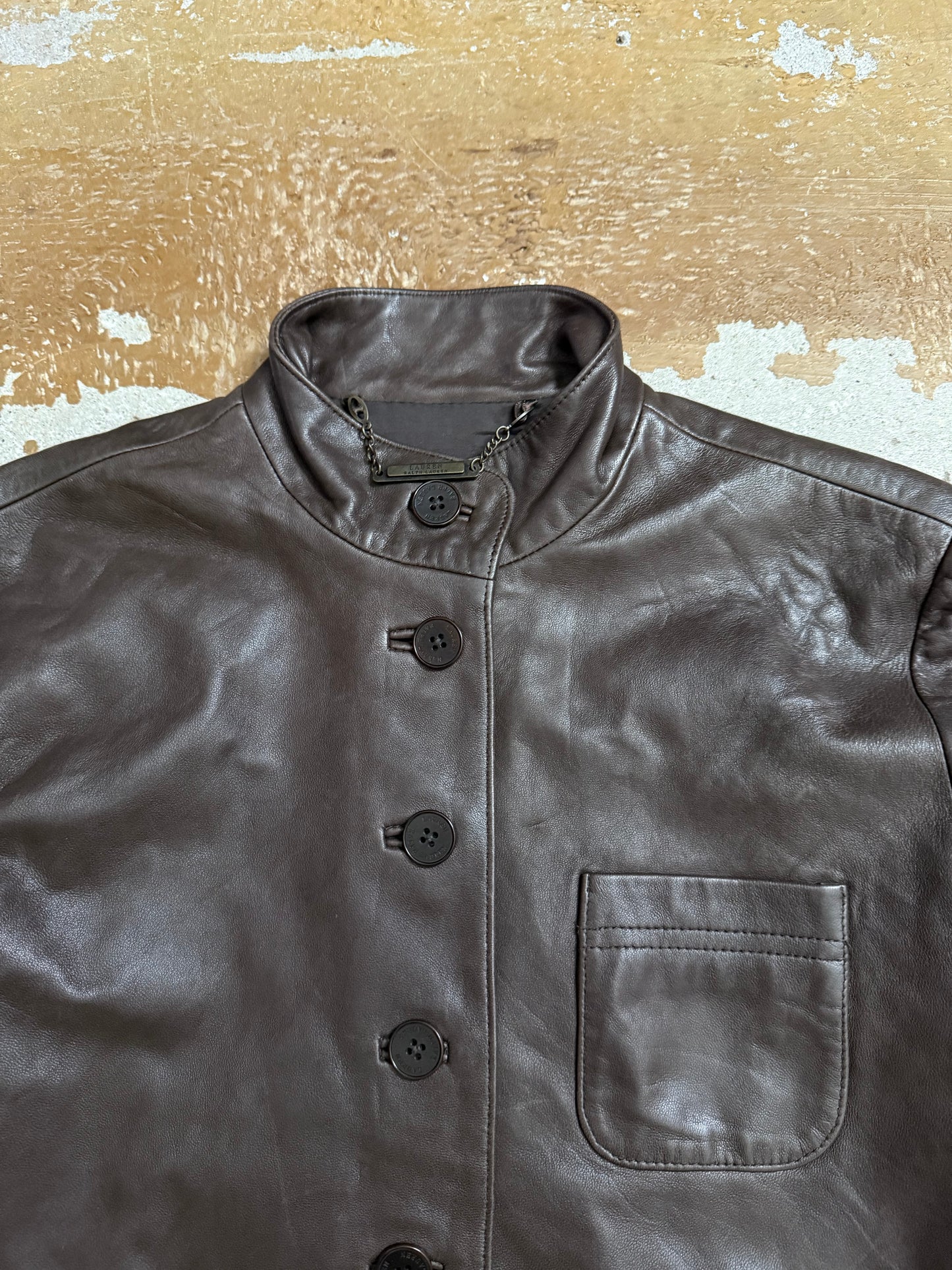 Ralph Lauren vintage 100% leather button up jacket - M