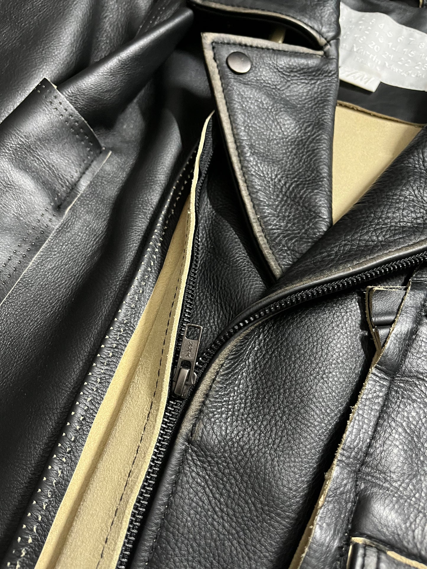 H&M maison margiela deconstructed leather motor jacket - S