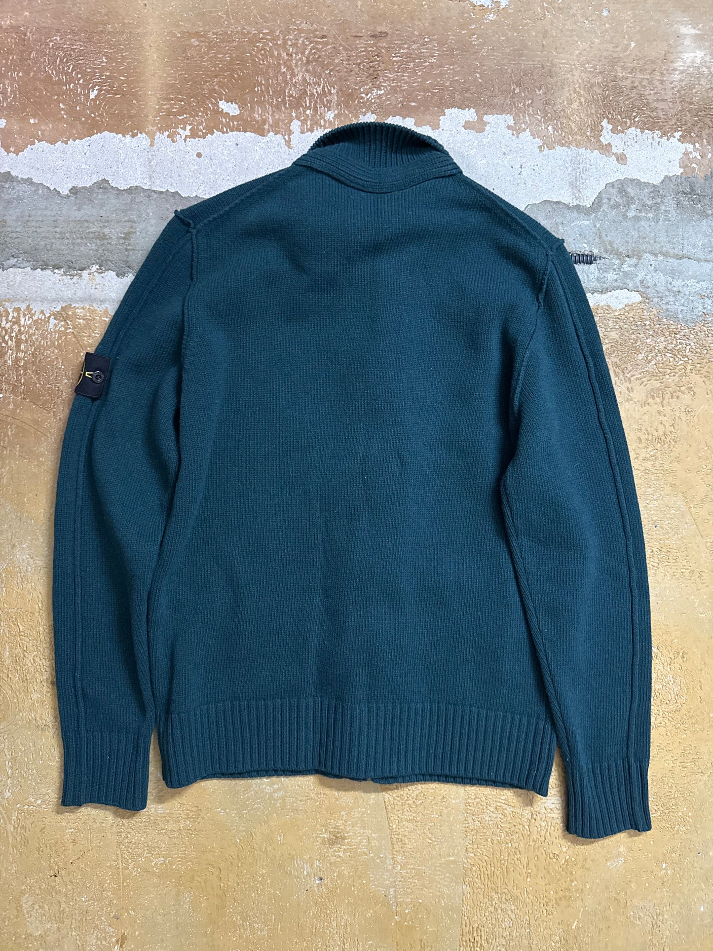 Stone island heavy knit sea moss green sweater - L