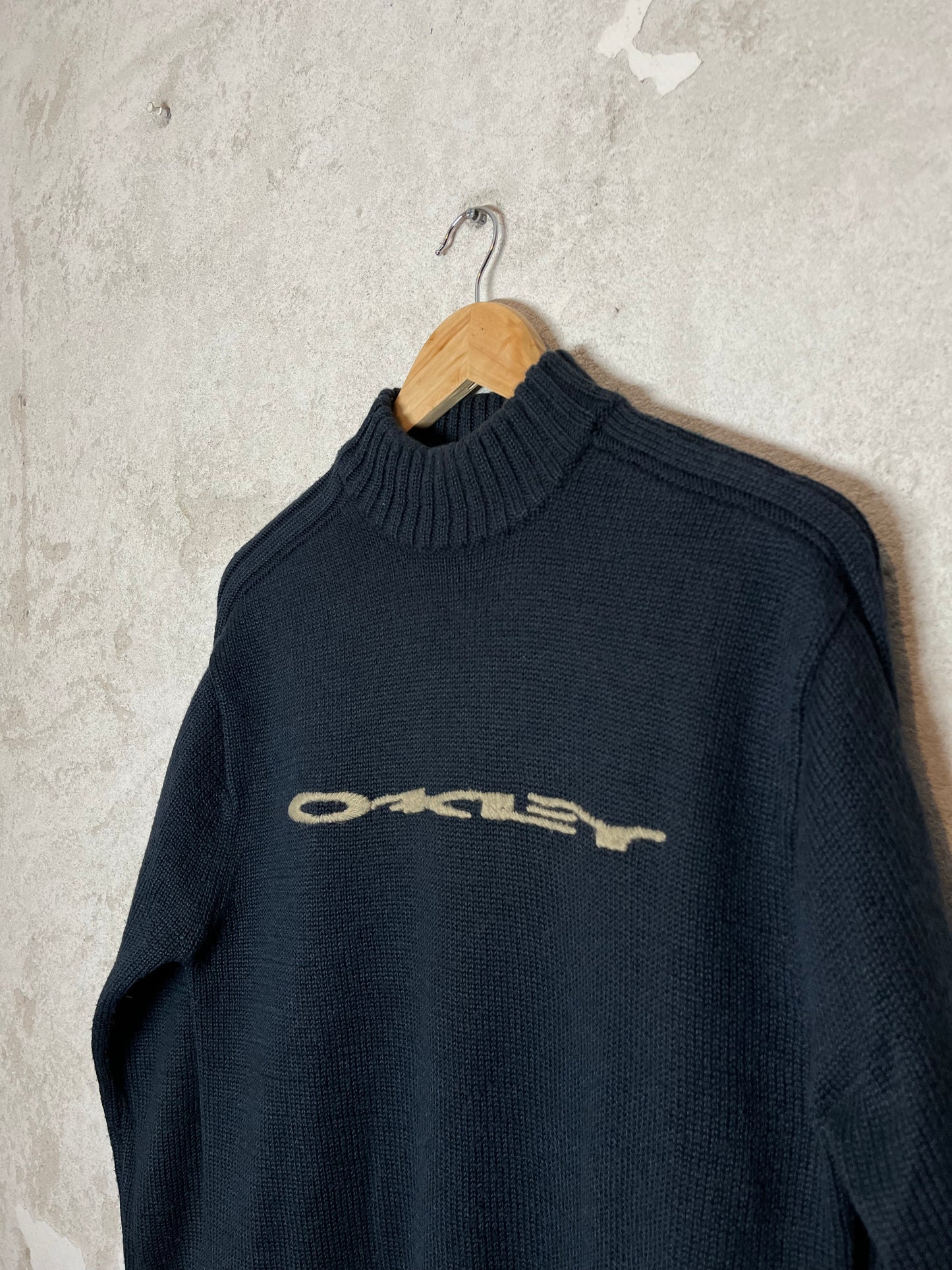 Oakley rare 90s wool knit spellout turtleneck sweater - M