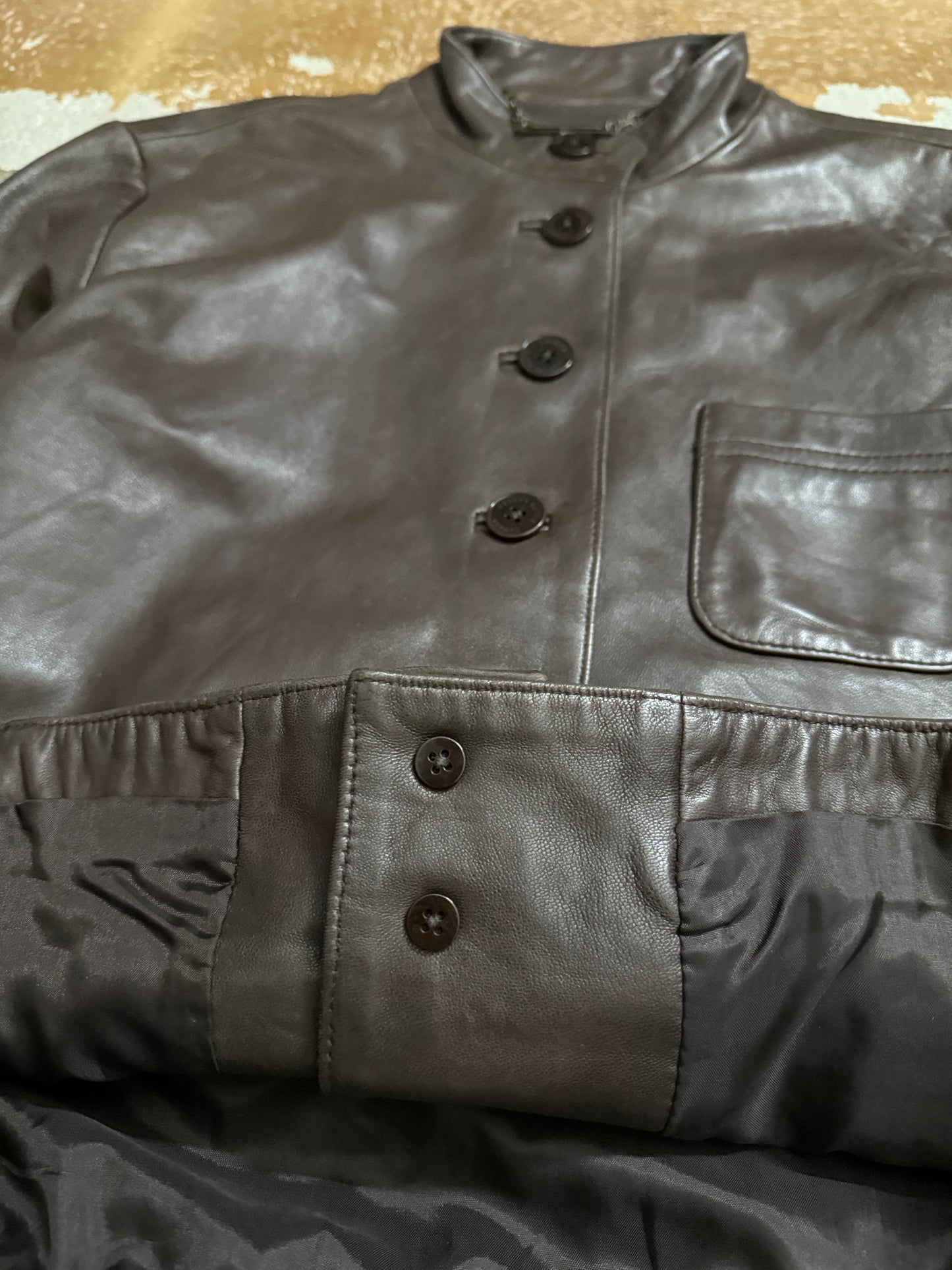 Ralph Lauren vintage 100% leather button up jacket - M