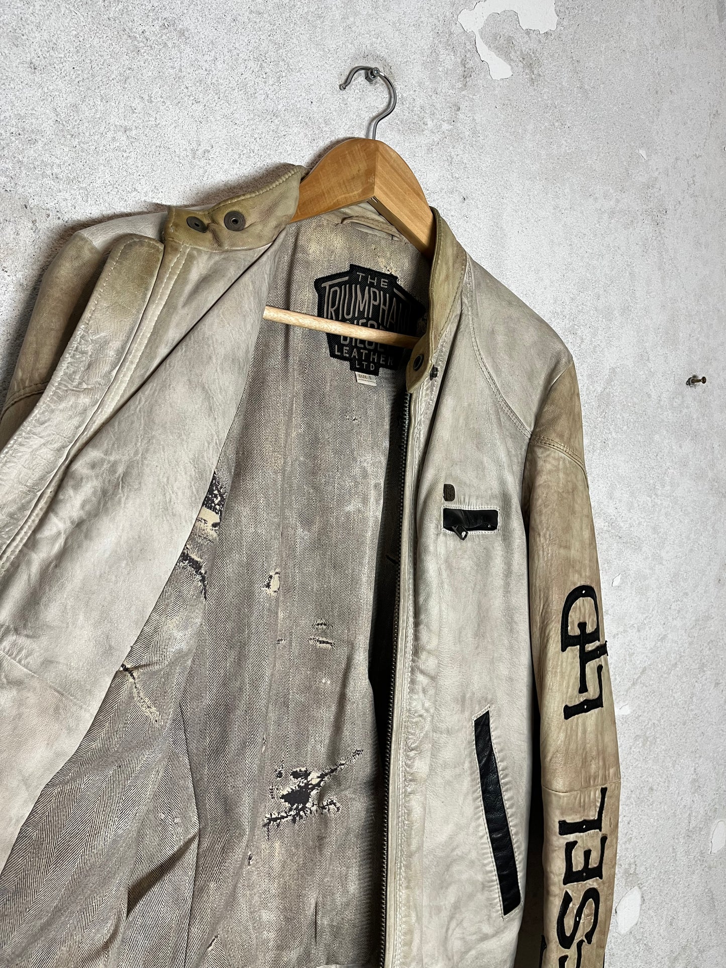 Diesel vintage leather motor race jacket - S