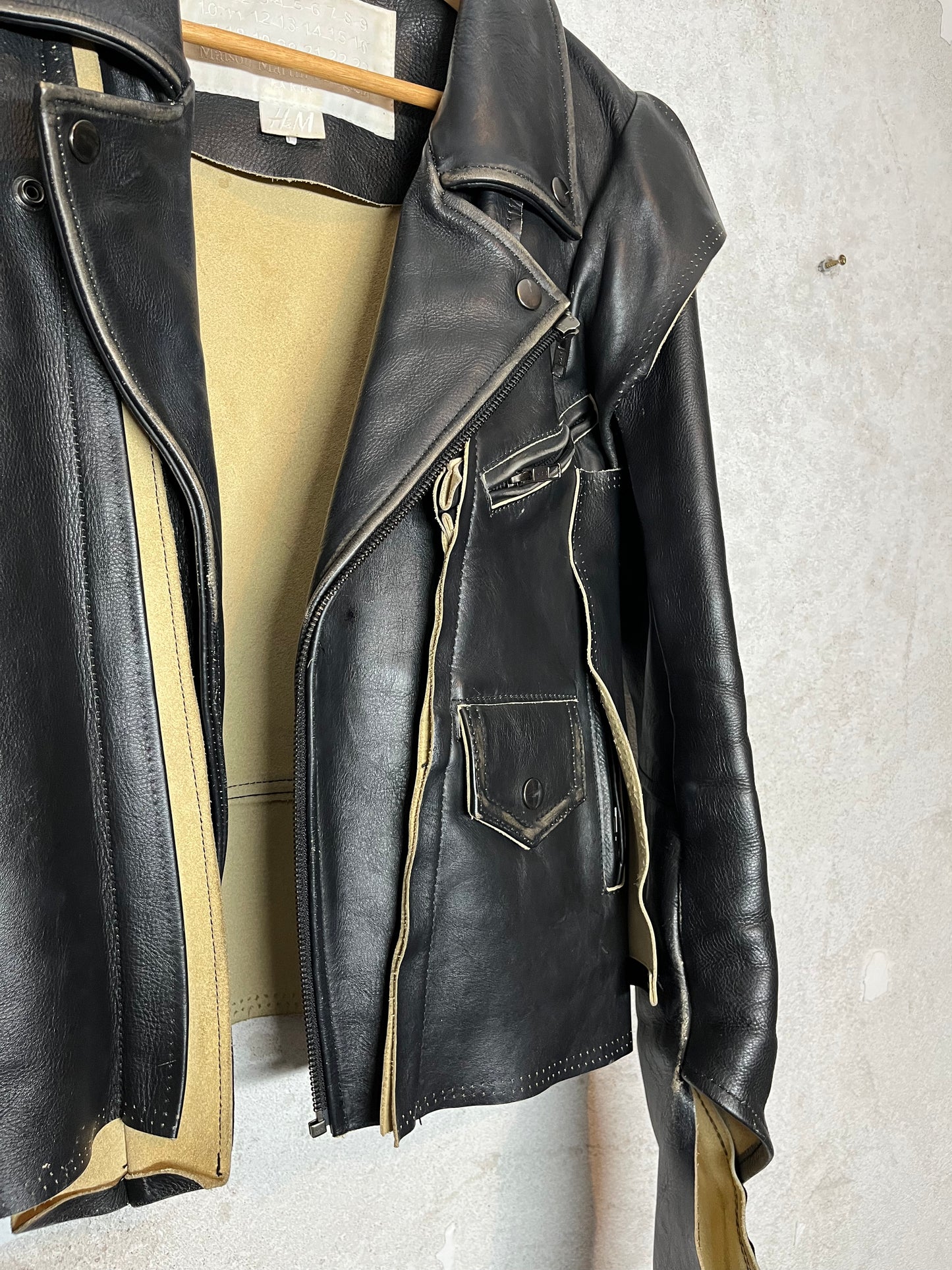 Maison Martin Margiela x H&M deconstructed biker leather jacket - M