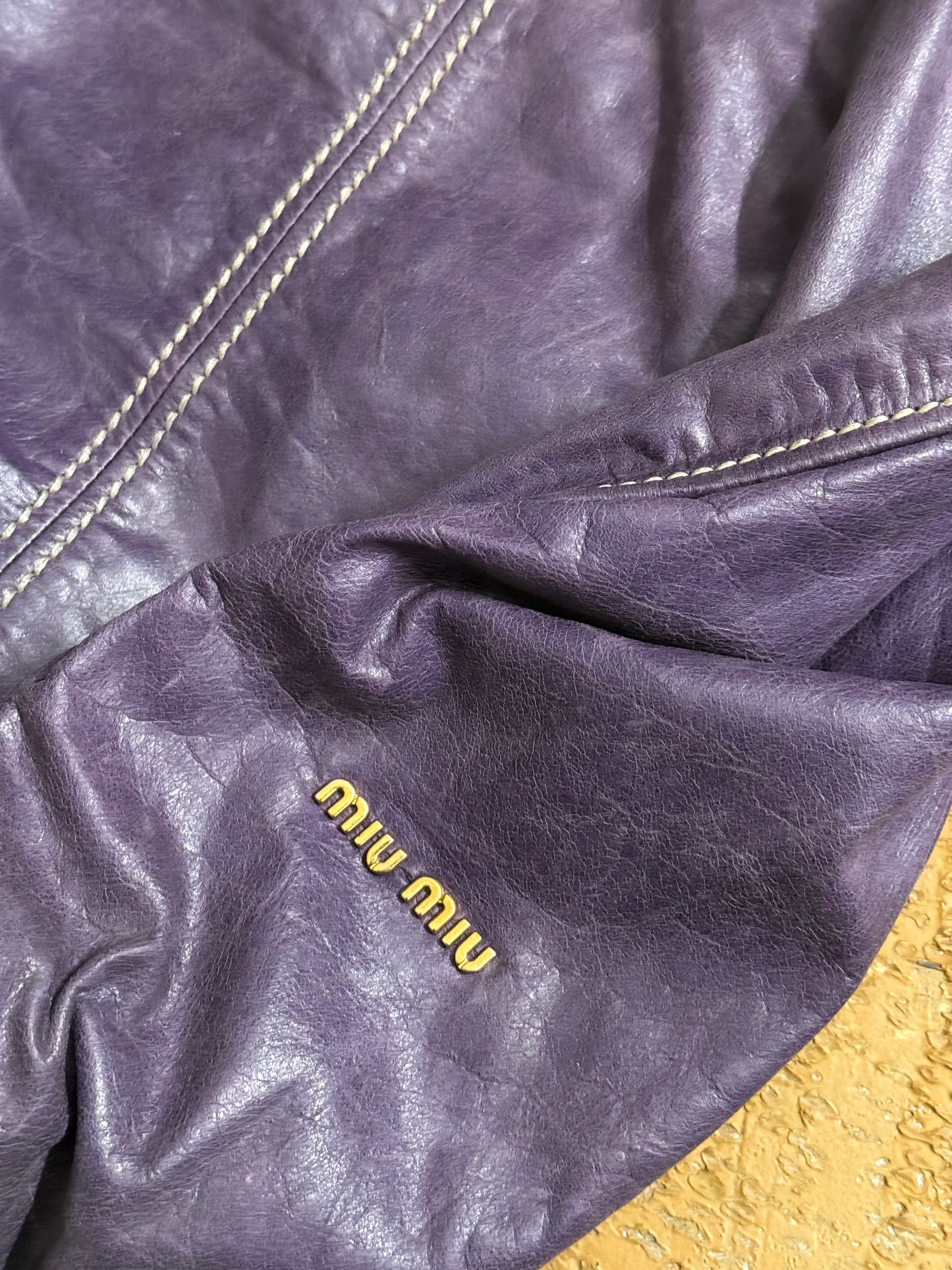 Miu Miu purple leather shopper bag