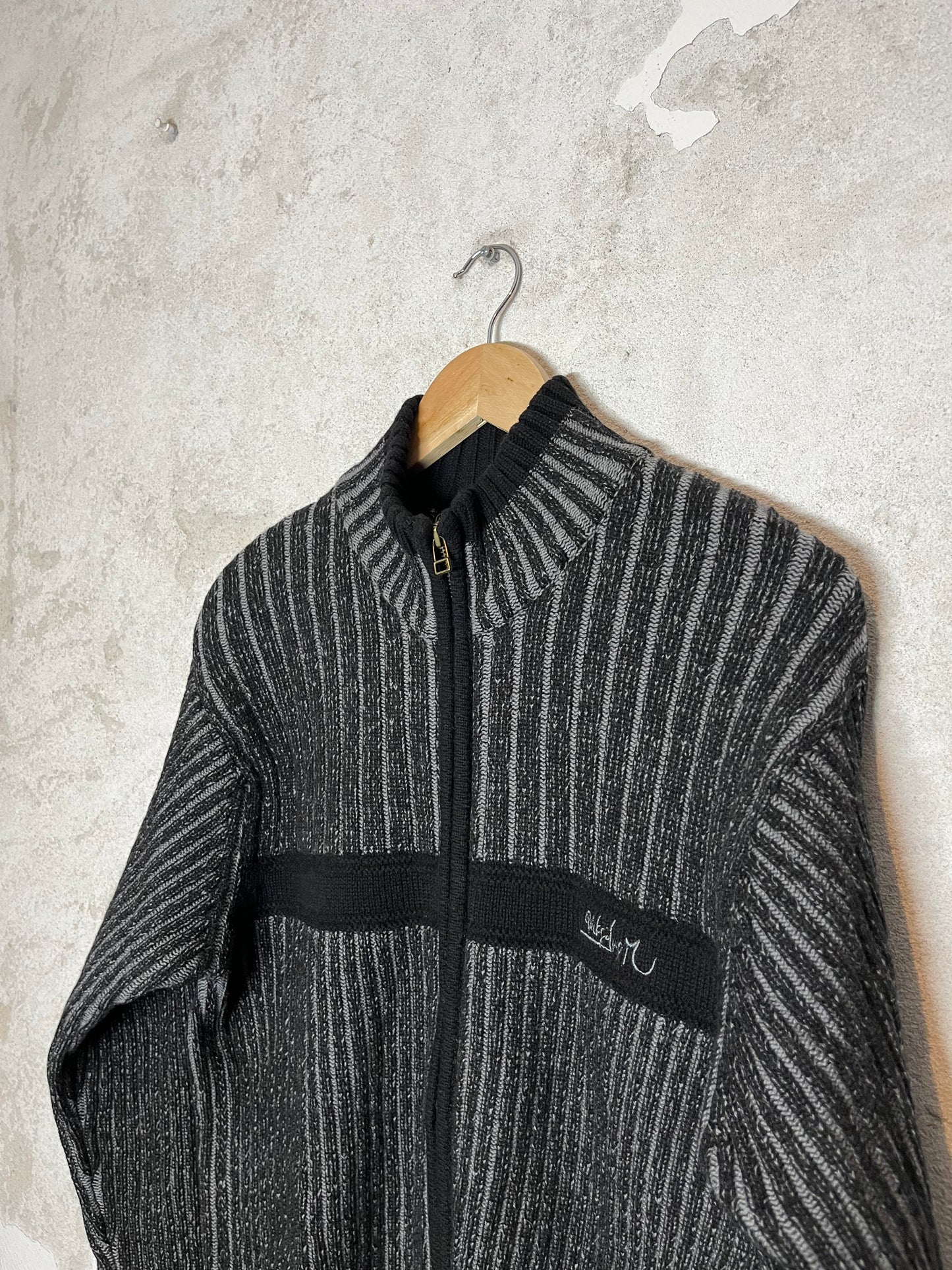 Quiksilver ribbed heavy knit zip-up vintage retro y2k sweatshirt