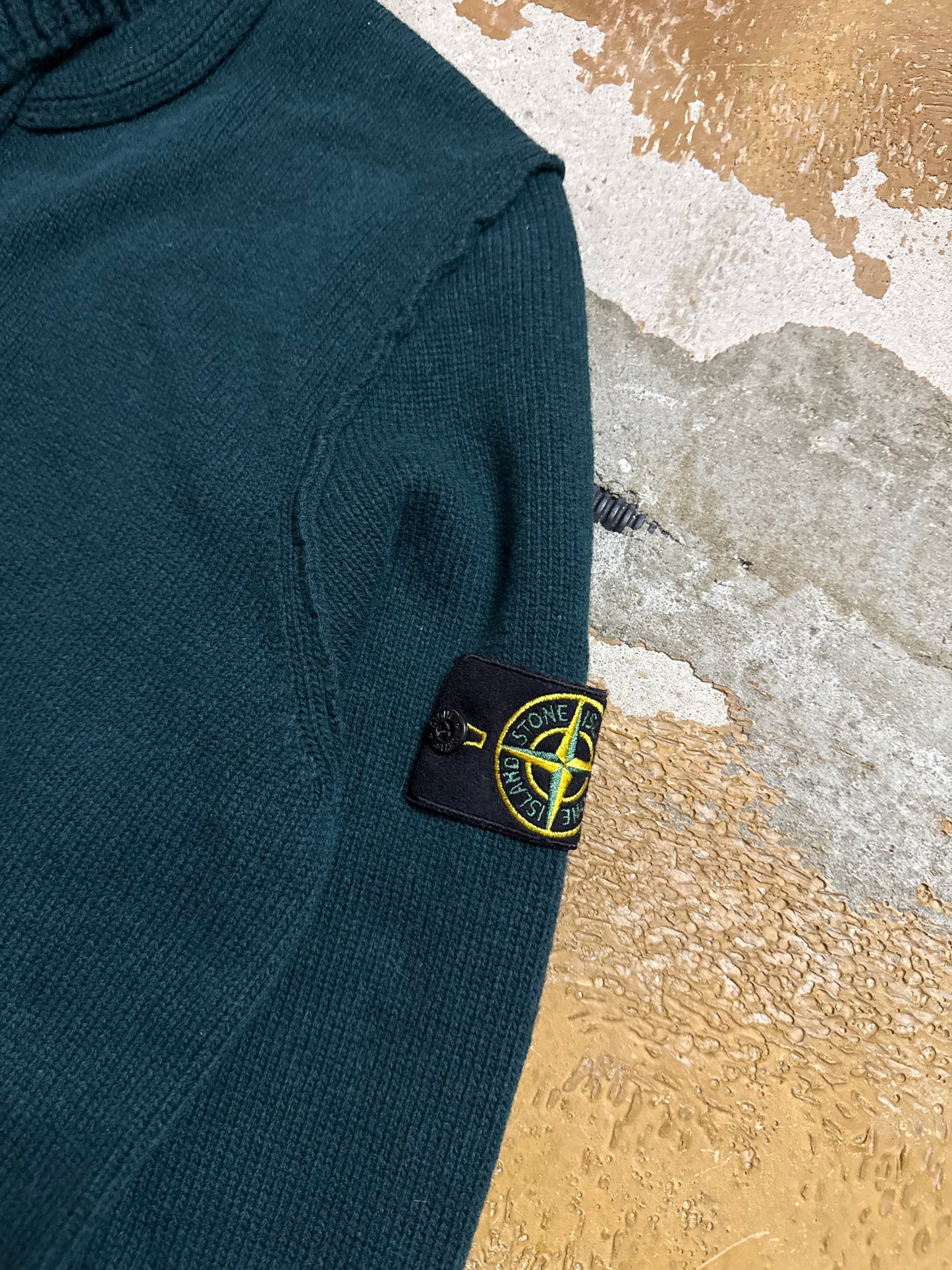 Stone island heavy knit sea moss green sweater - L