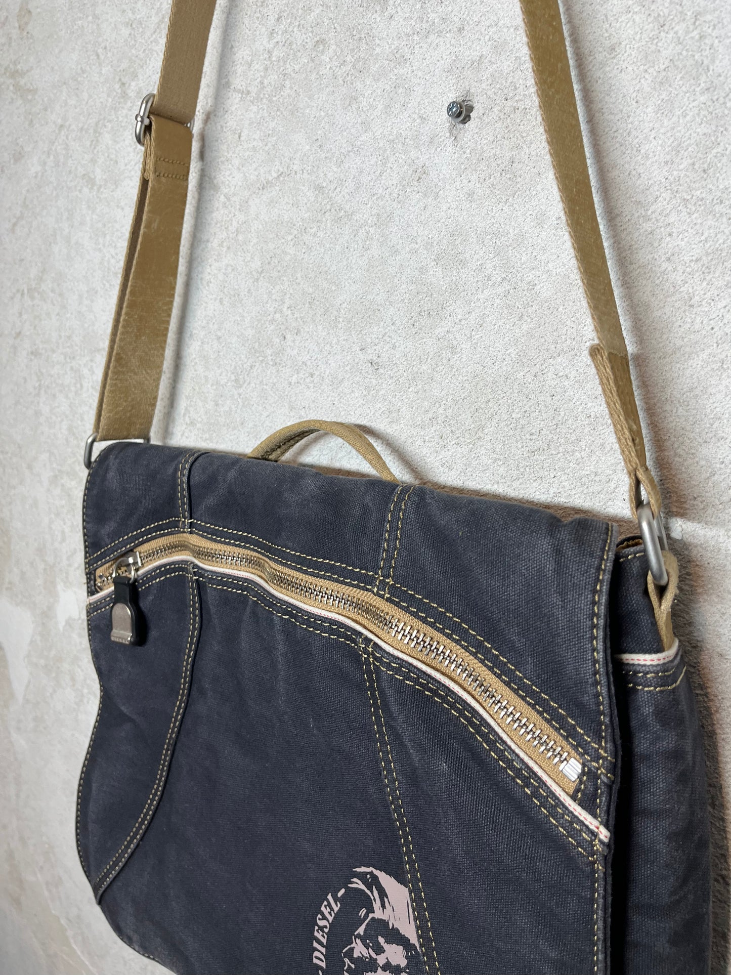 Diesel vintage canvas tote side bag