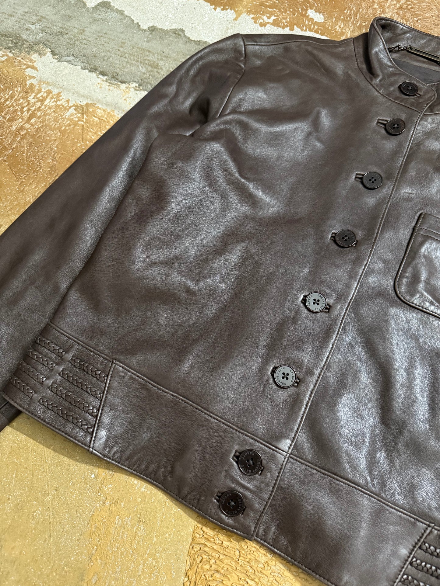 Ralph Lauren vintage 100% leather button up jacket - M