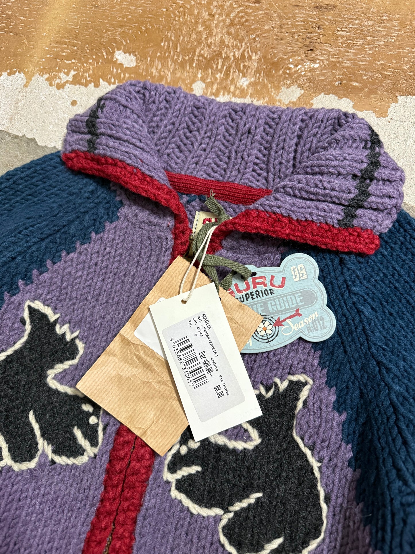 Guru hand made knit wool blend zipup - S