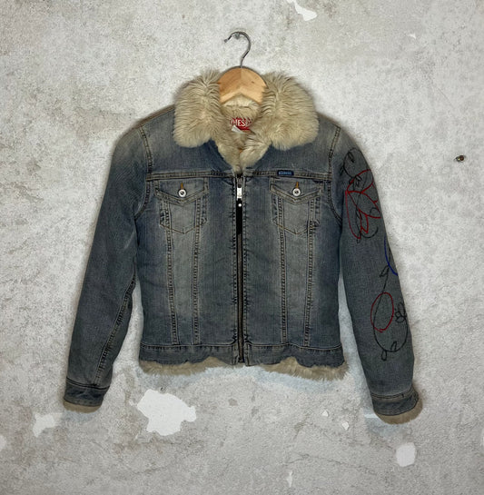 Diesel 2000s painted sherpa denim jacket - XS