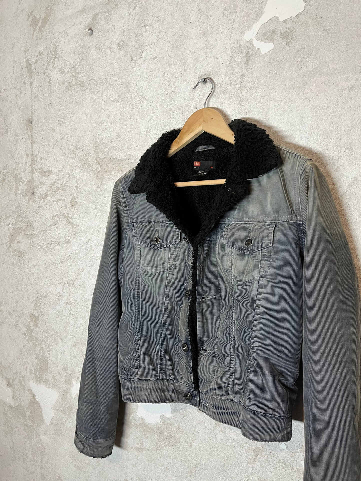 Diesel vintage 90s 2000s sherling sherpa denim jacket - S