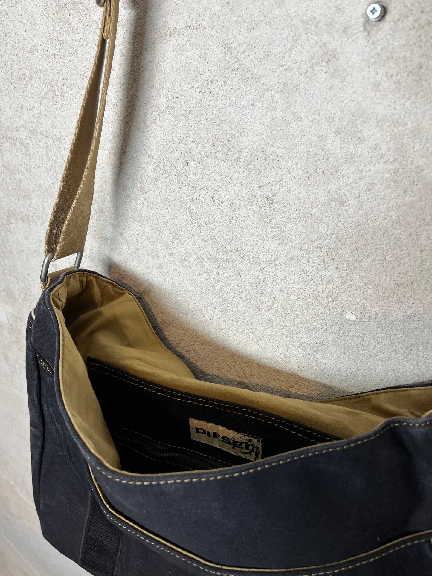 Diesel vintage canvas tote side bag