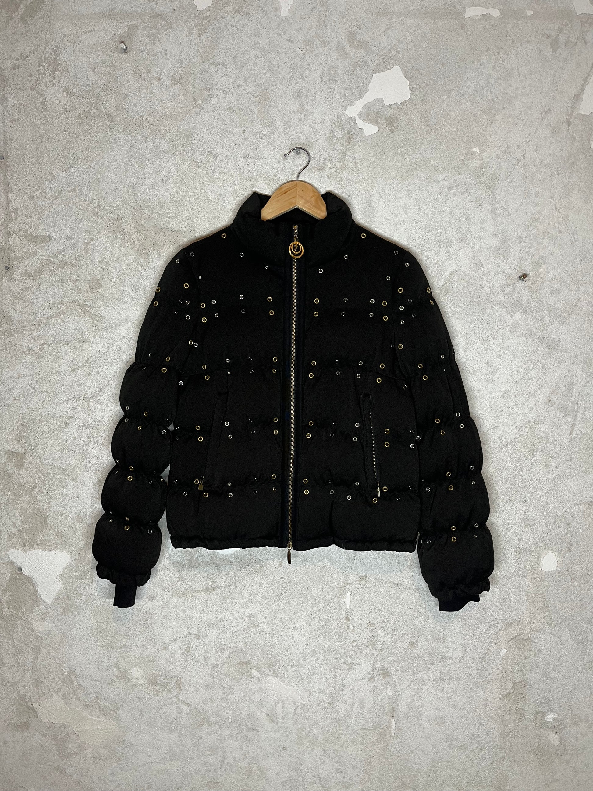 Roberto Cavalli puffer metal rings designer archive jacket 