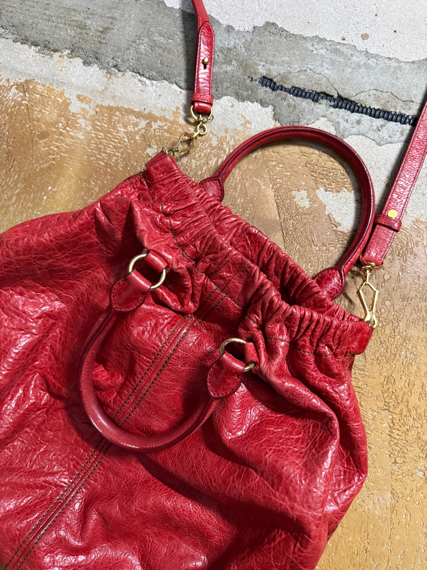 Miu Miu vintage leather red big hobo bag
