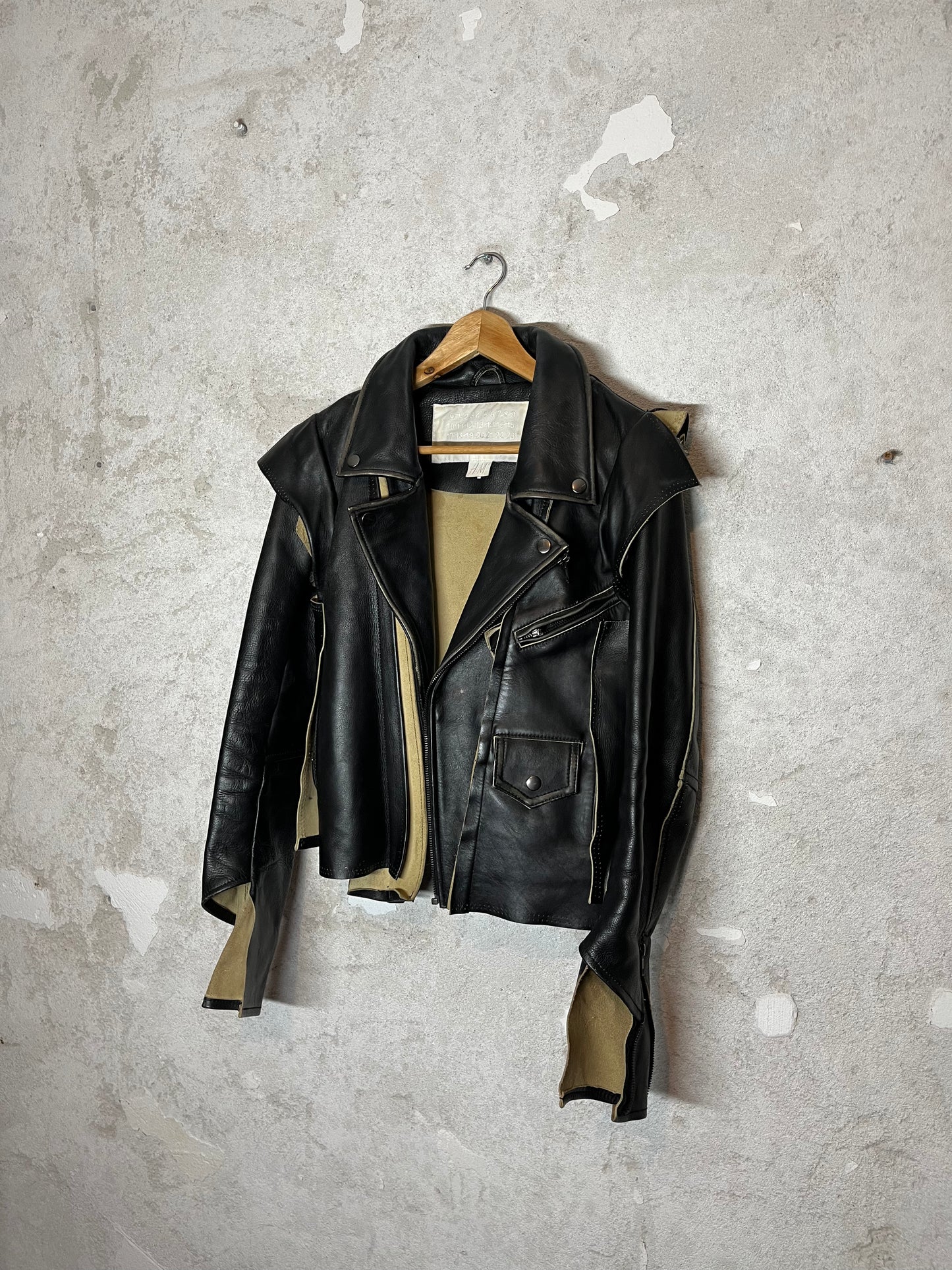 Maison Martin Margiela x H&M deconstructed biker leather jacket - M