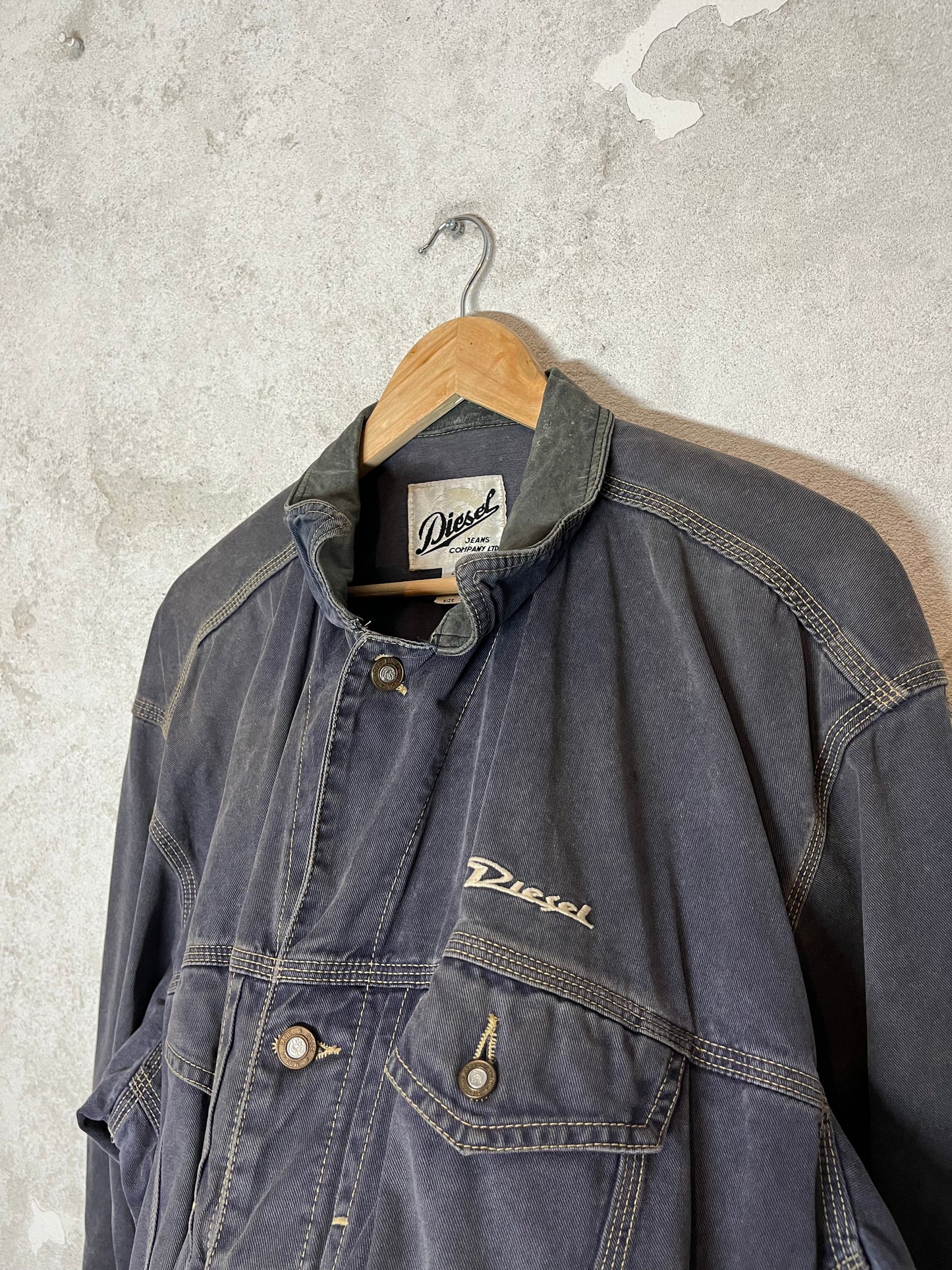 Diesel 2000s denim jacket w/ leather details - XL