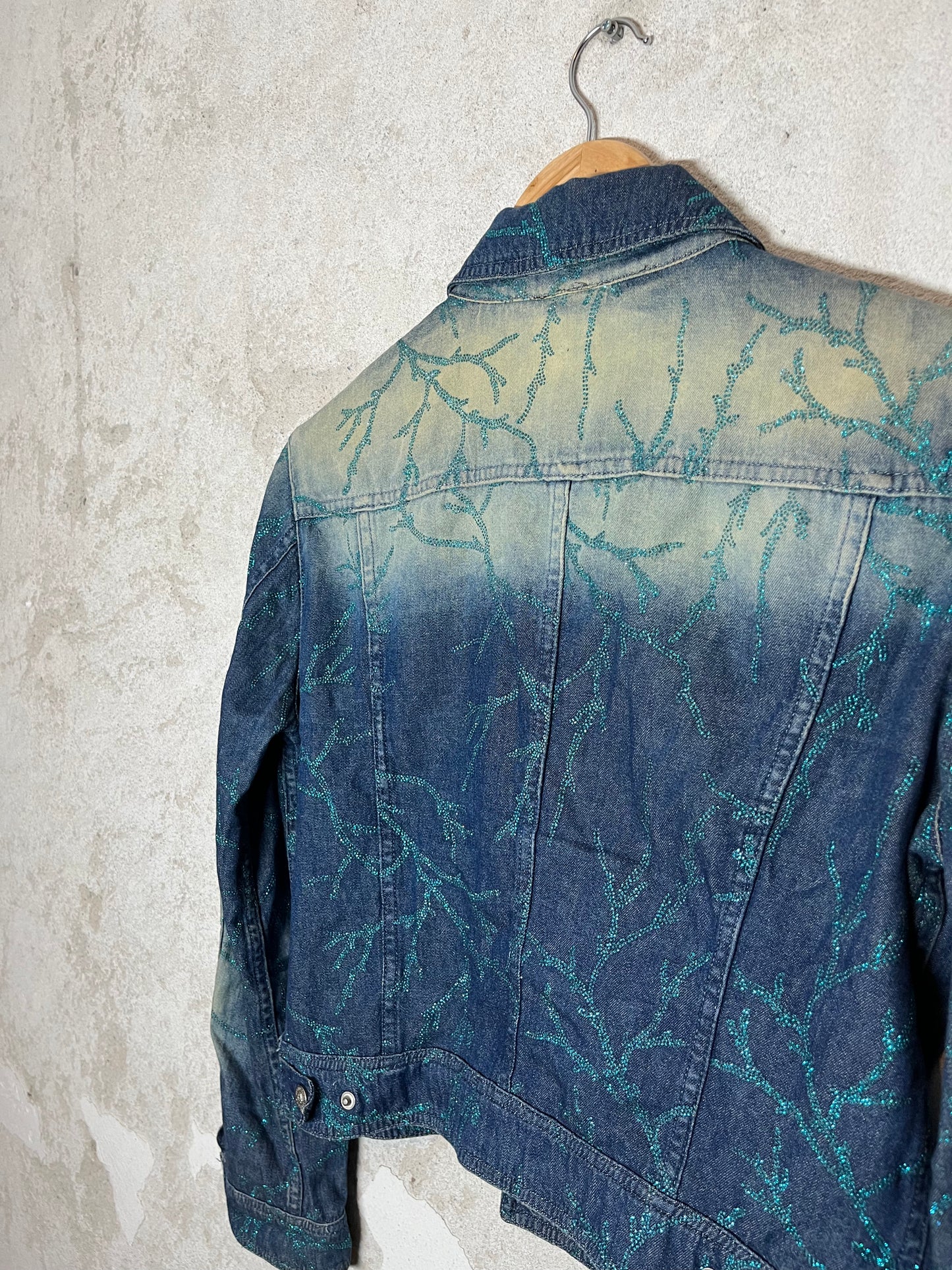 Versace Vintage Glitter embroidered denim jacket - M