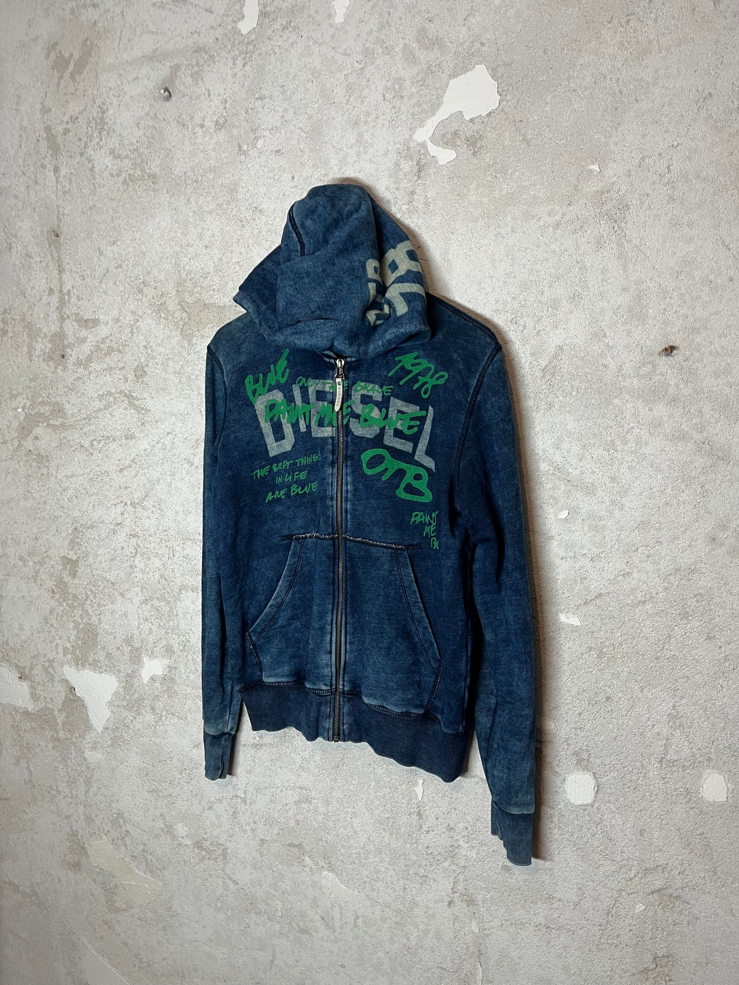 Diesel vintage distressed graffiti hooded sweatshirt - M