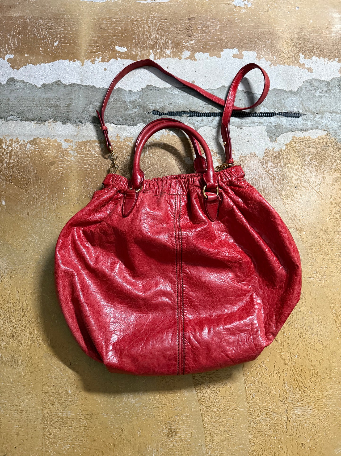 Miu Miu vintage leather red big hobo bag