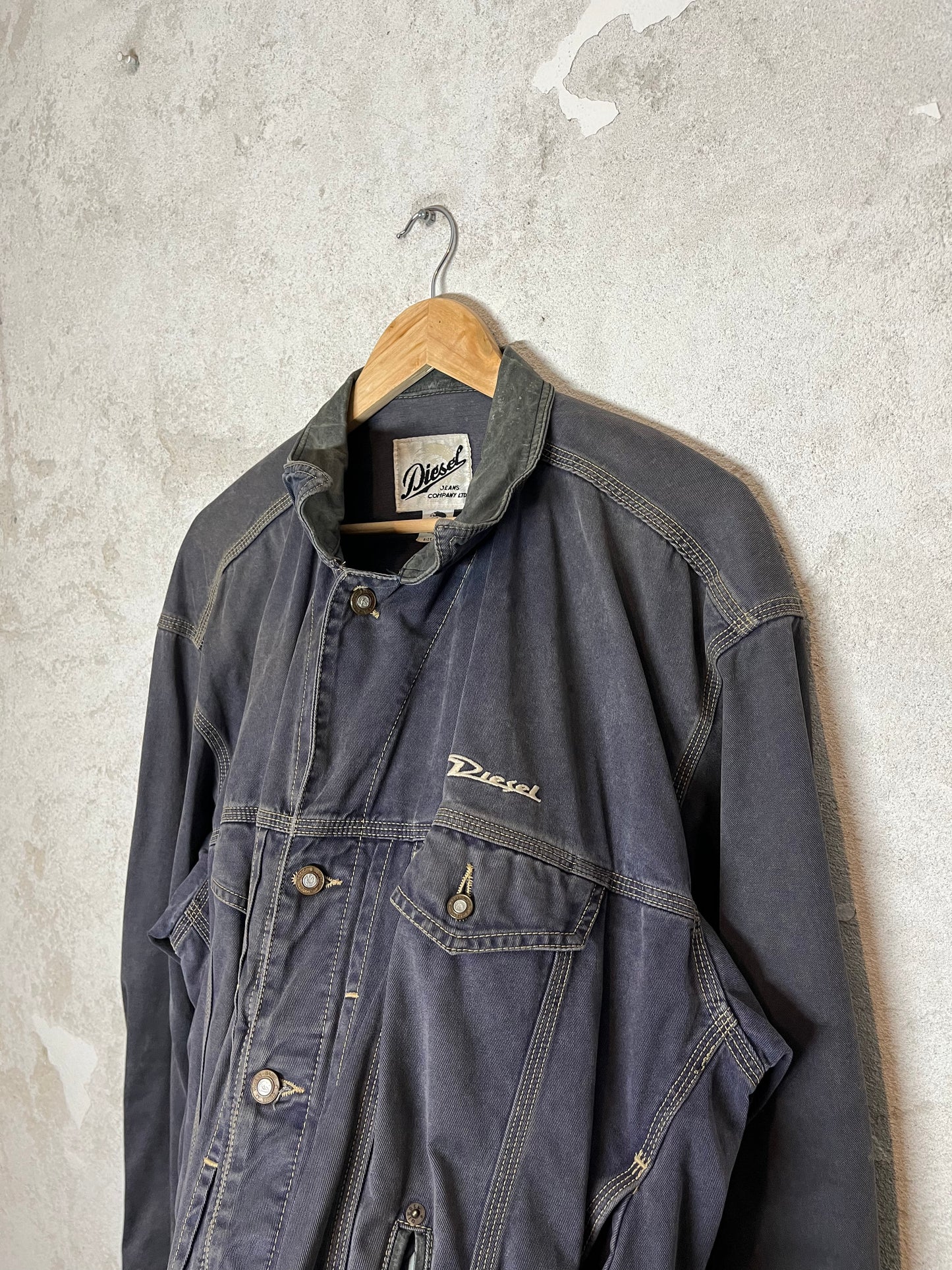 Diesel 2000s denim jacket w/ leather details - XL