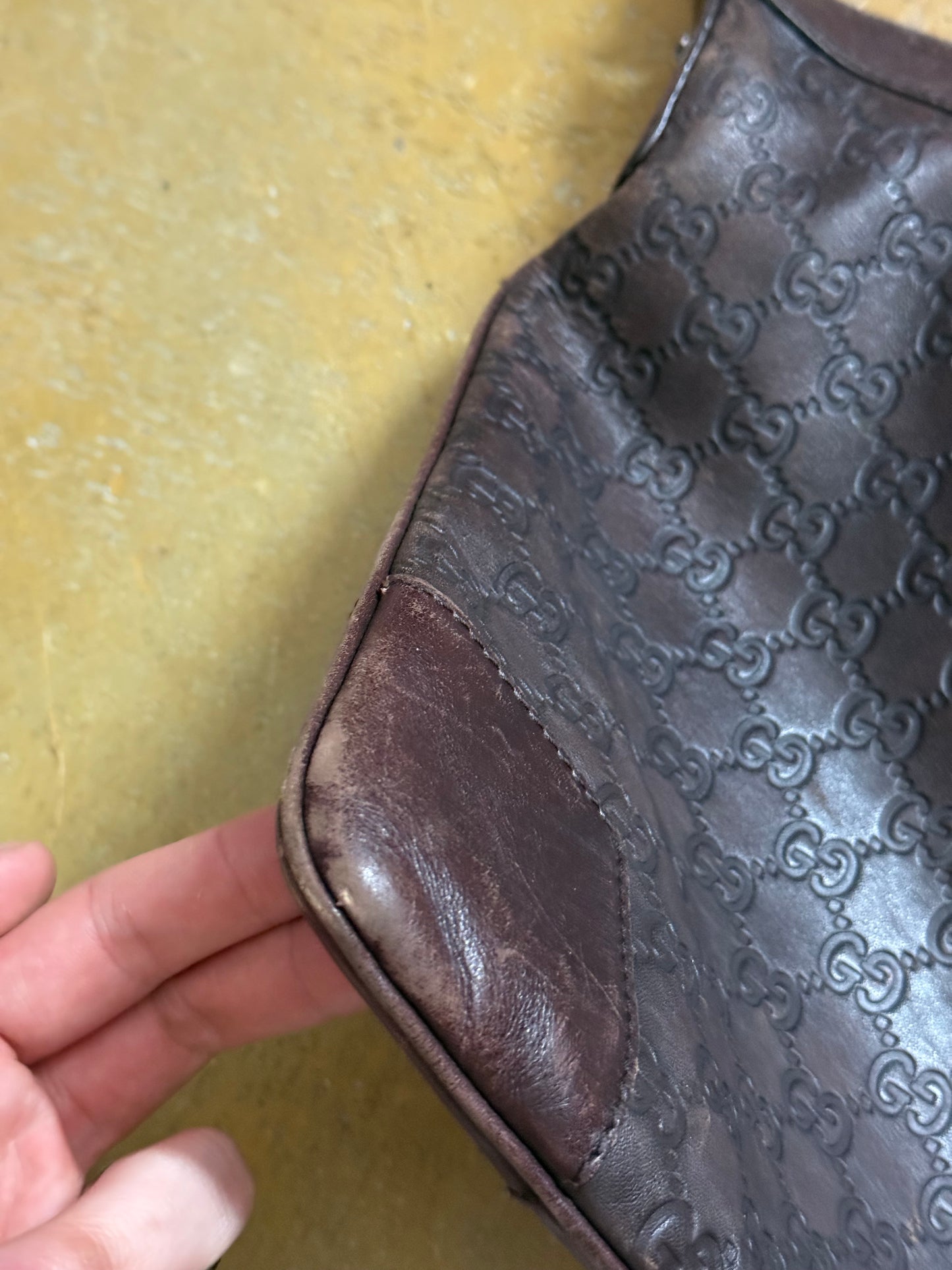 Gucci leather monogram shoulder bag