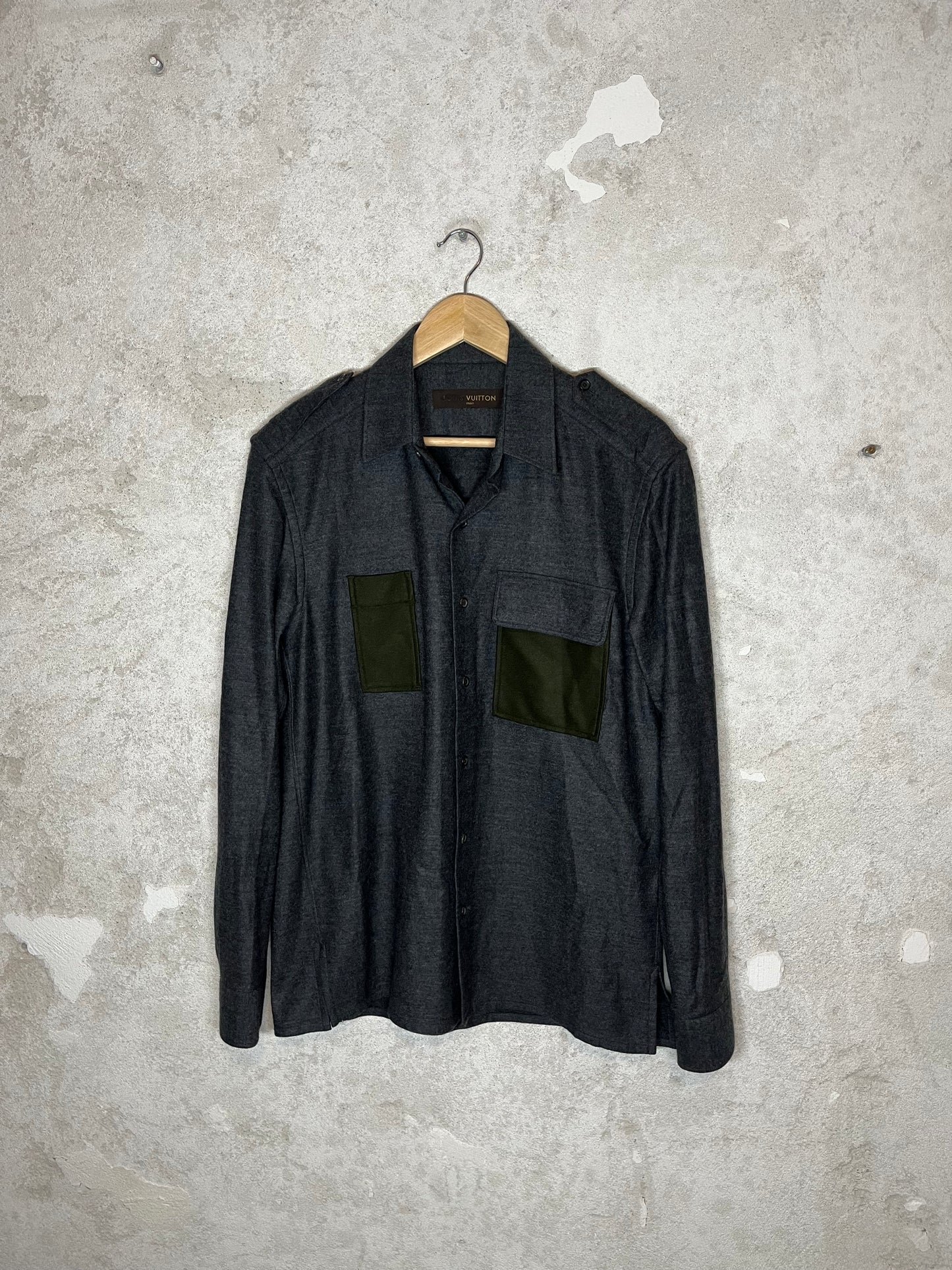 Louis Vuitton patched wool overshirt - S