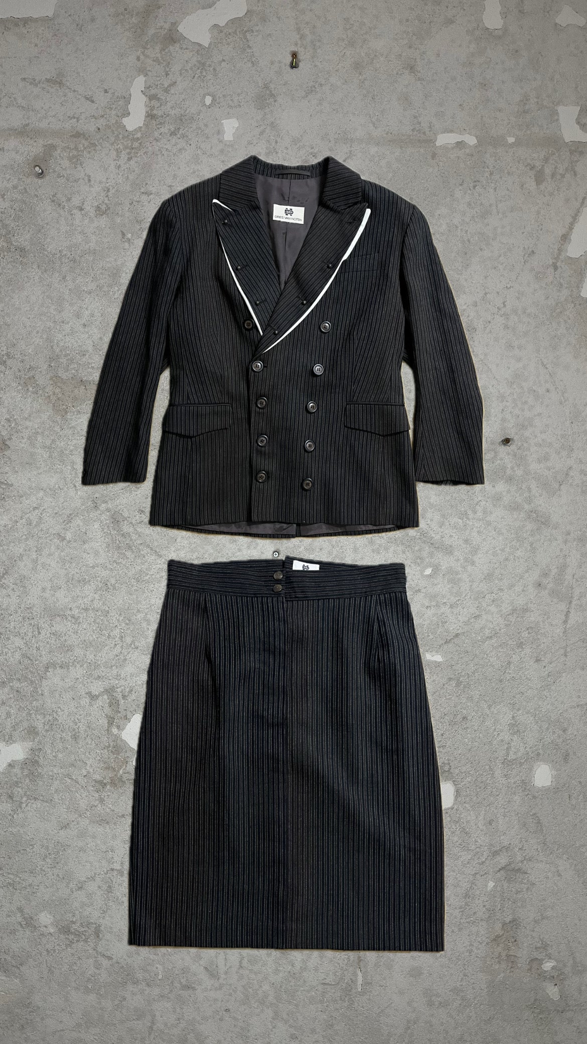 Dries van Noten virgin wool skirt + blazer - L