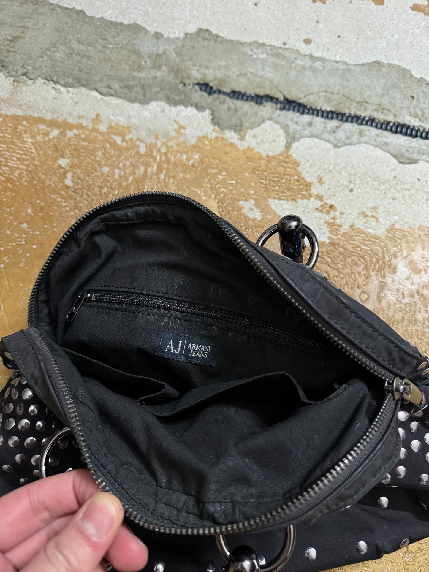 Armani vintage studded canvas bag
