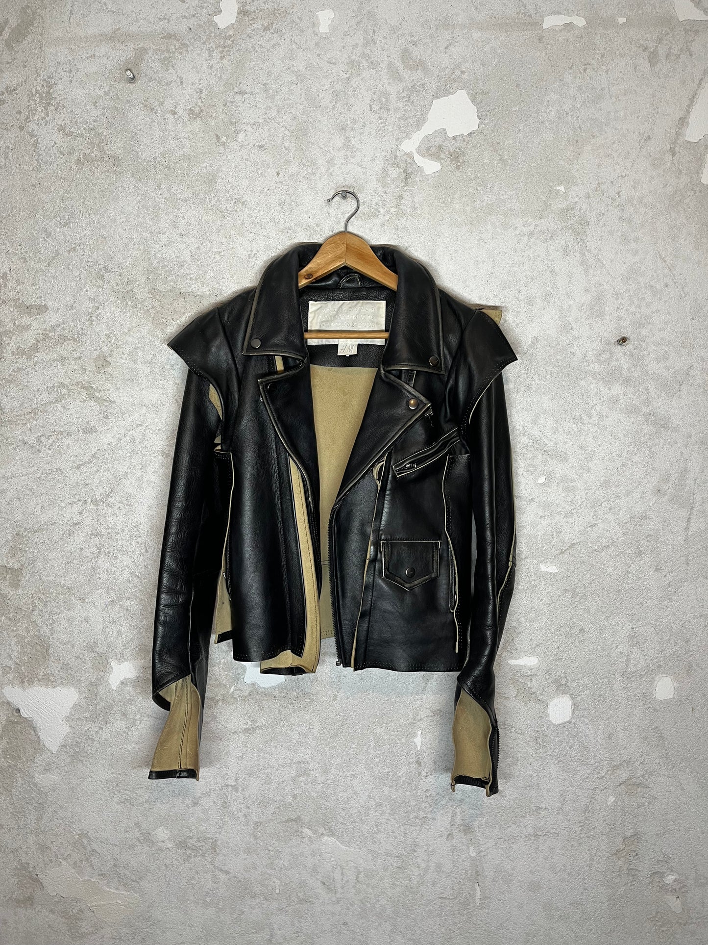 Maison Martin Margiela x H&M deconstructed biker leather jacket - M