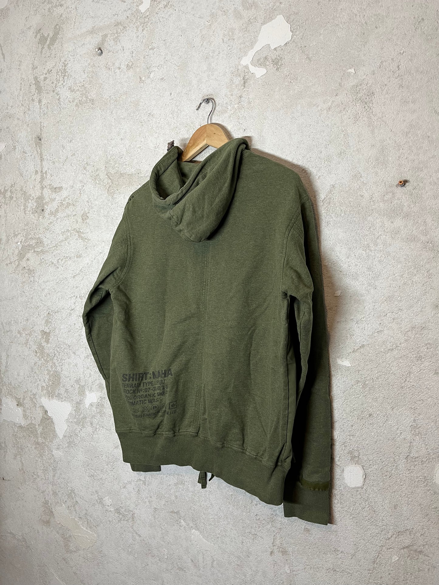 Maharishi multi zip khaki hooded sweatshirt - M