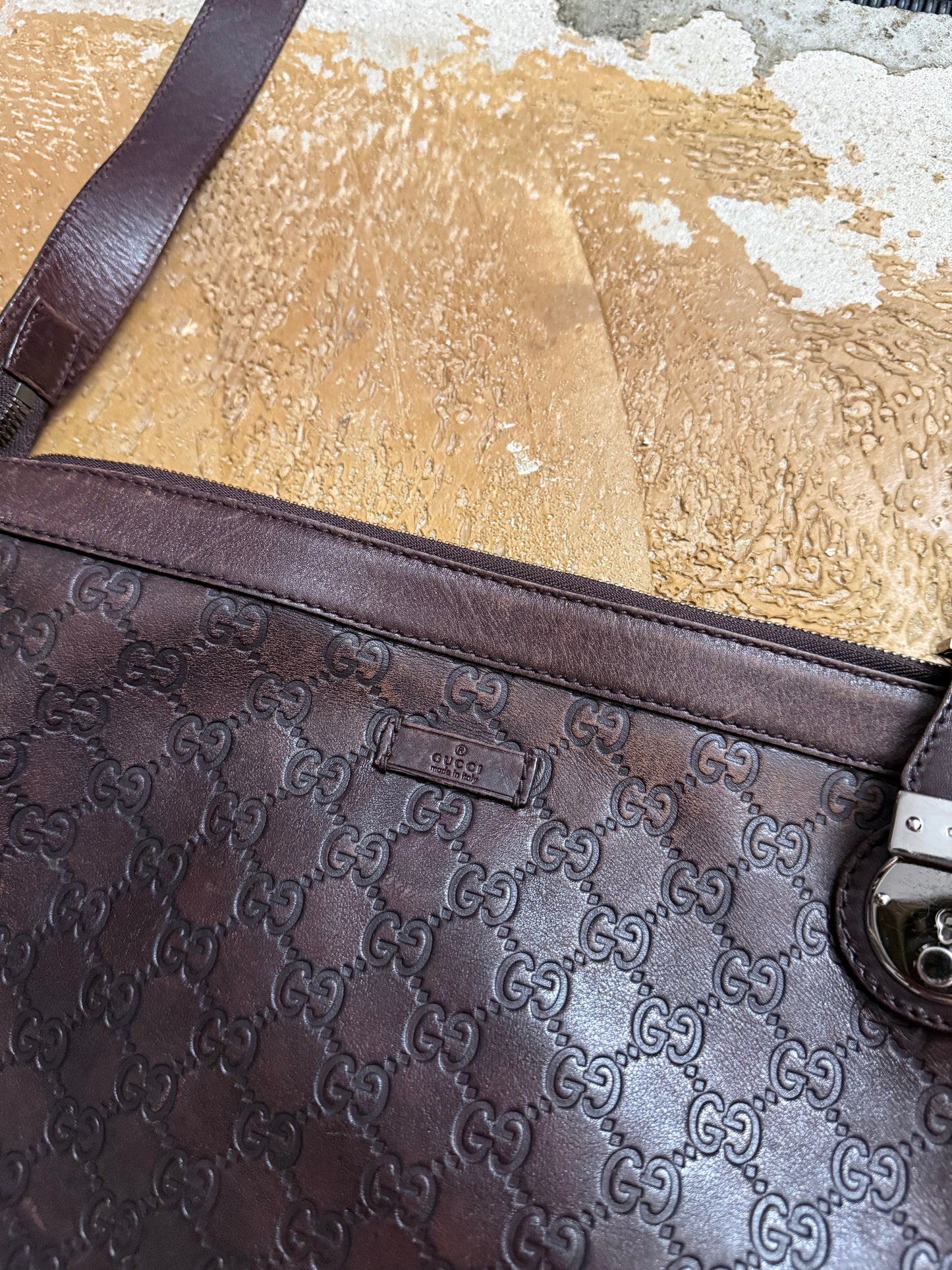 Gucci leather monogram shoulder bag