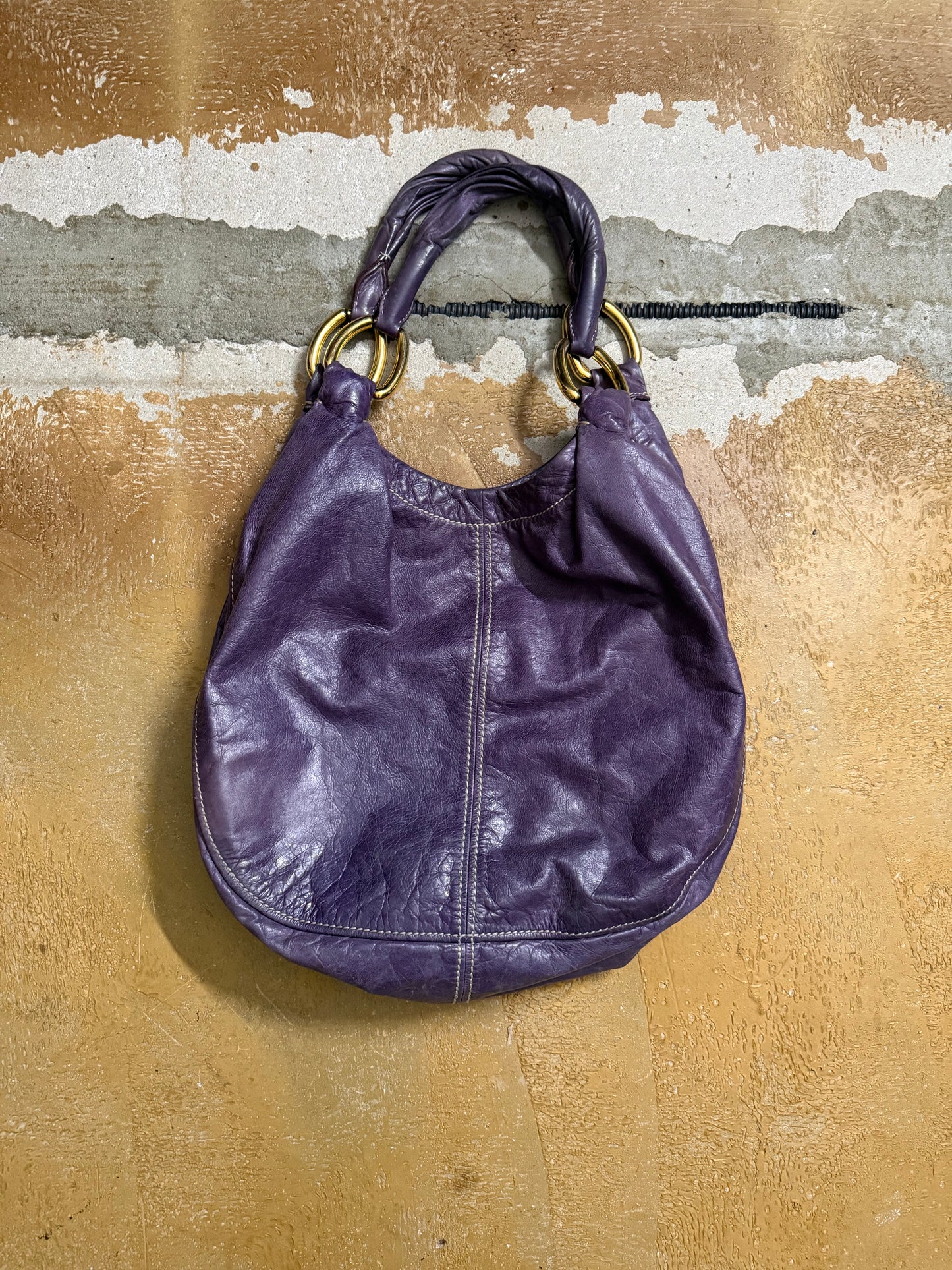 Miu Miu purple leather shopper bag