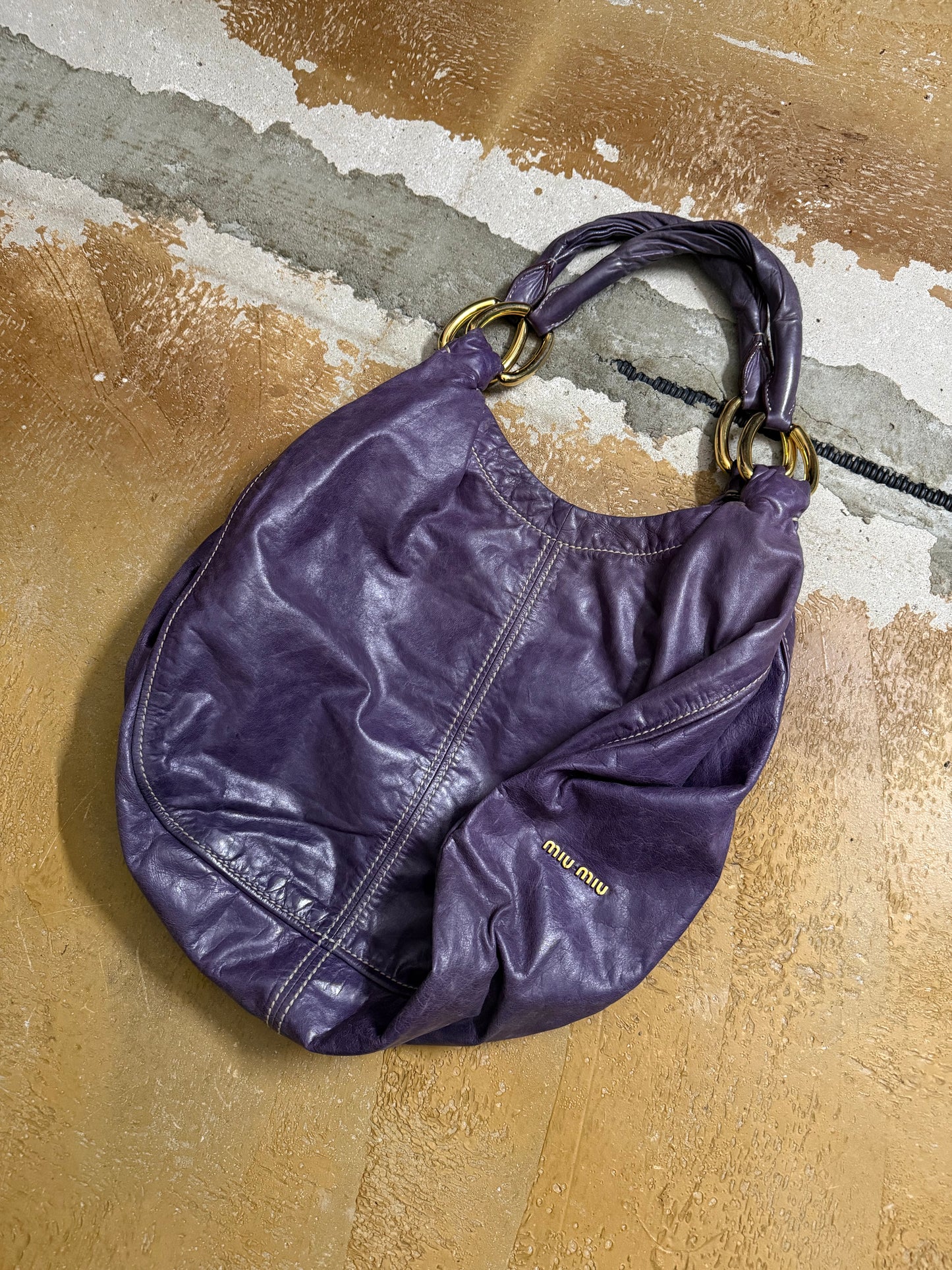 Miu Miu purple leather shopper bag