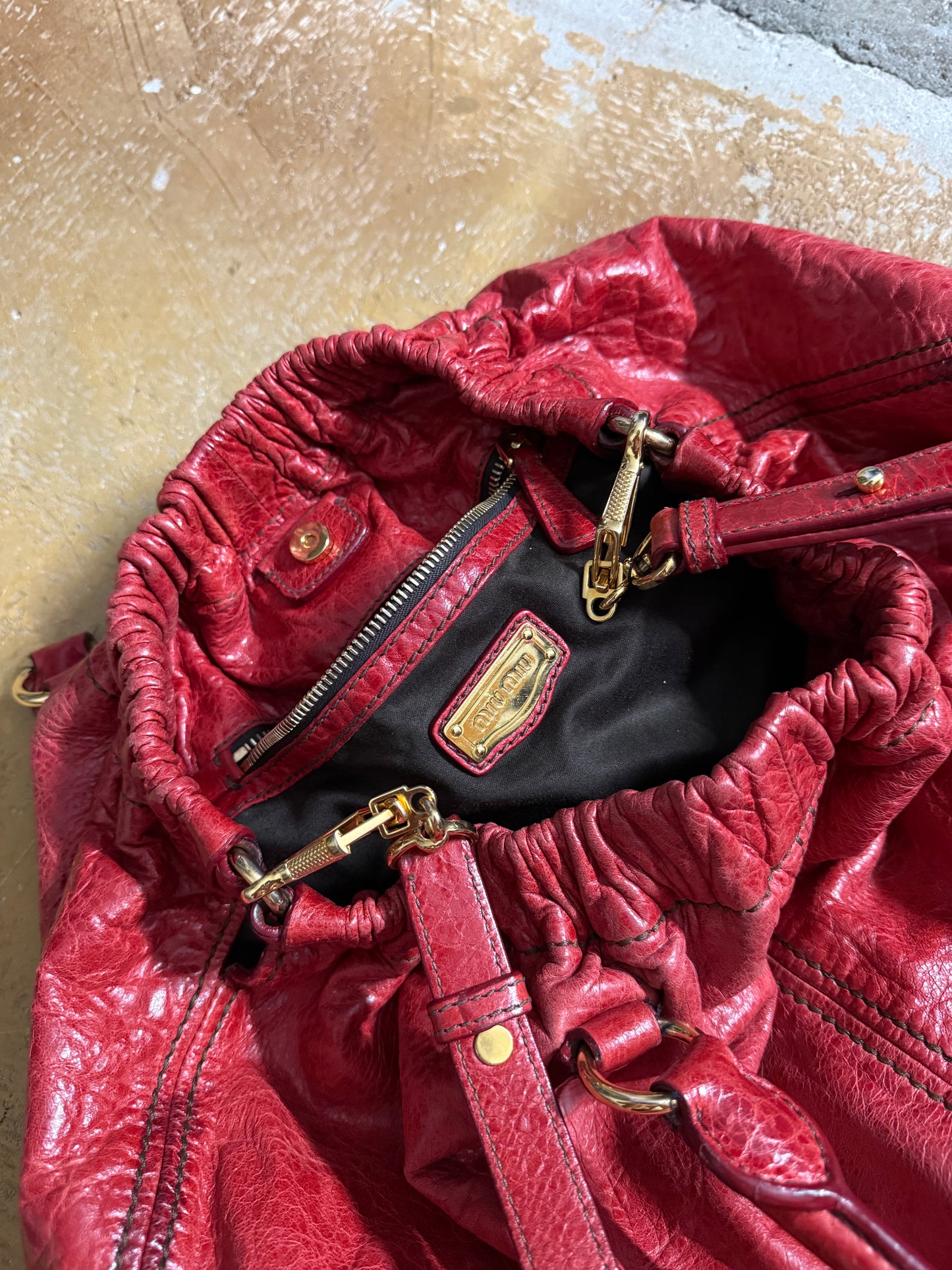 Miu Miu vintage leather red big hobo bag