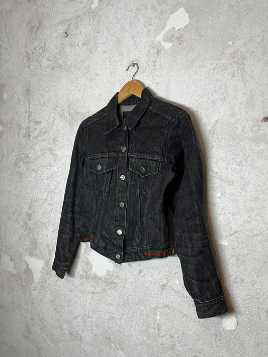 Gucci by Tom Ford red/green buckle 1998 denim jacket - M