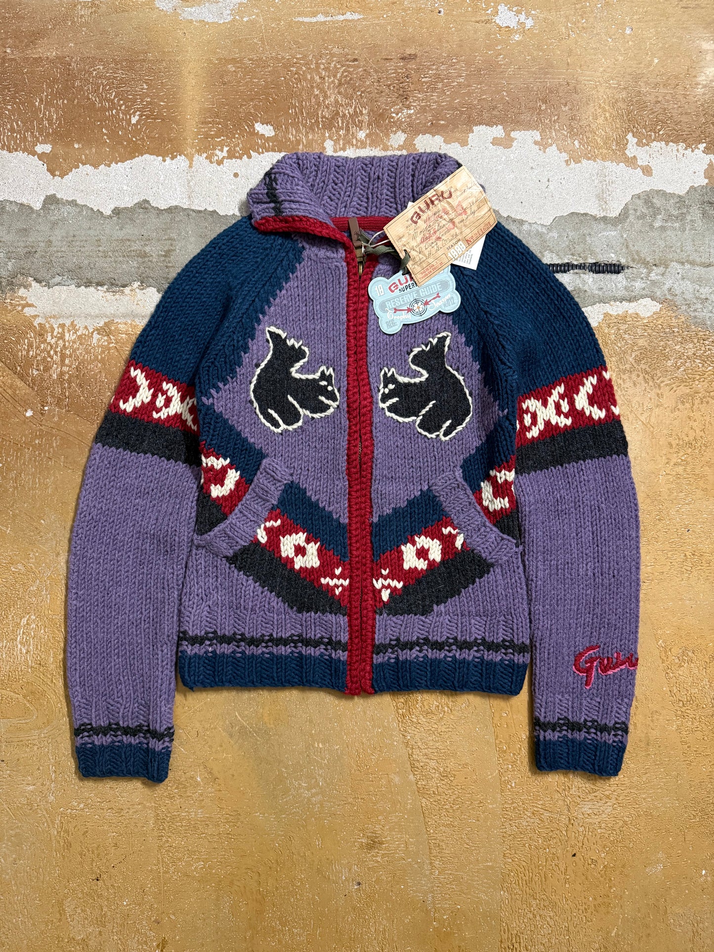 Guru hand made knit wool blend zipup - S