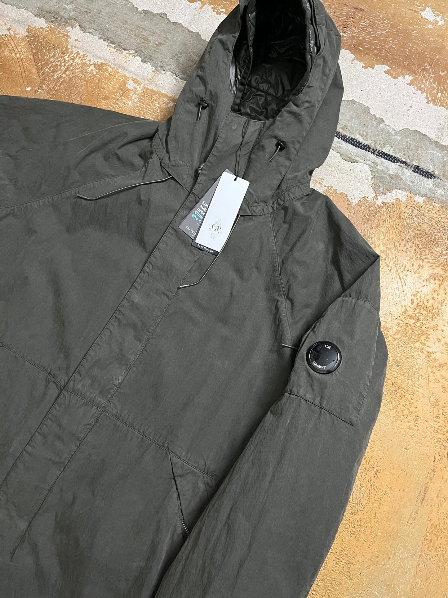 CP Company 50 fili rubber long parka jacket - XL