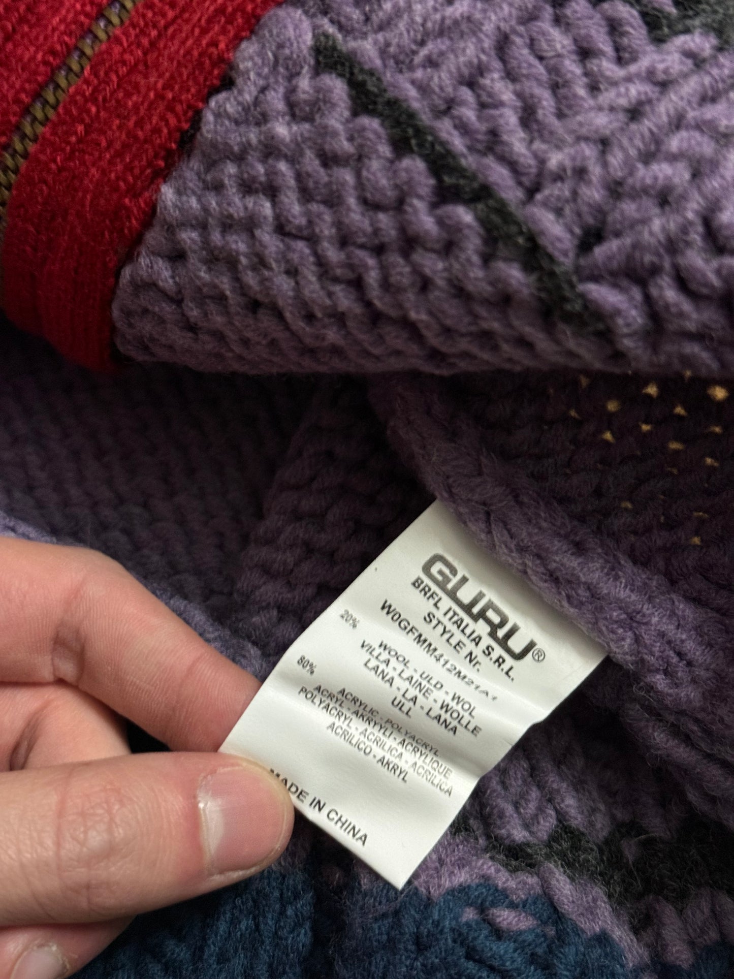 Guru hand made knit wool blend zipup - S