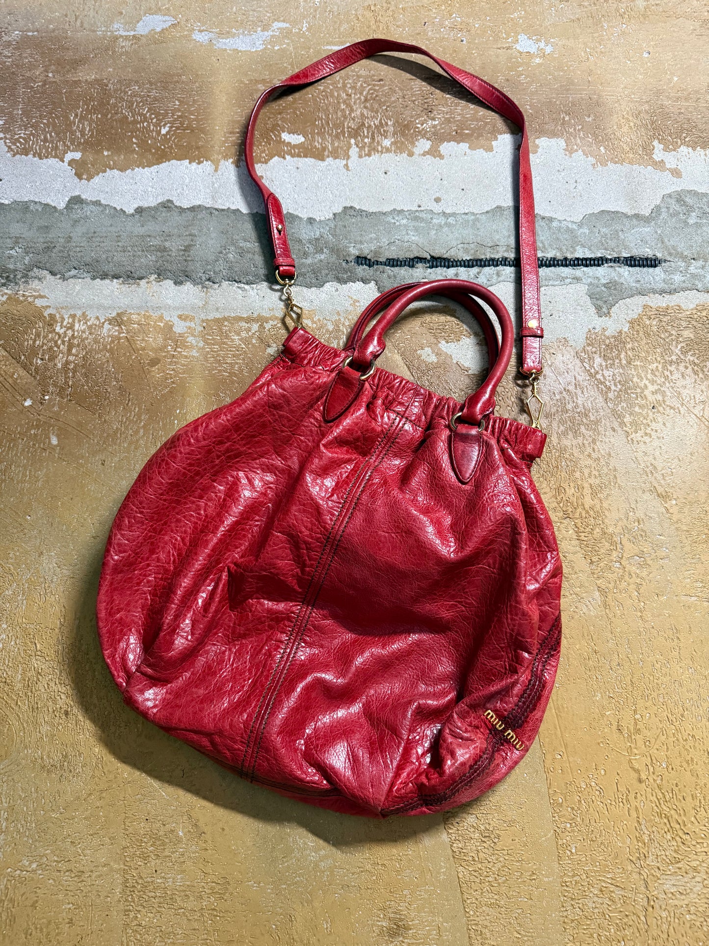 Miu Miu vintage leather red big hobo bag