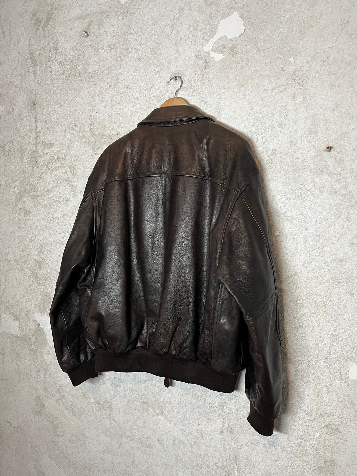 Redskins embroidered lined leather motor jacket - XXL