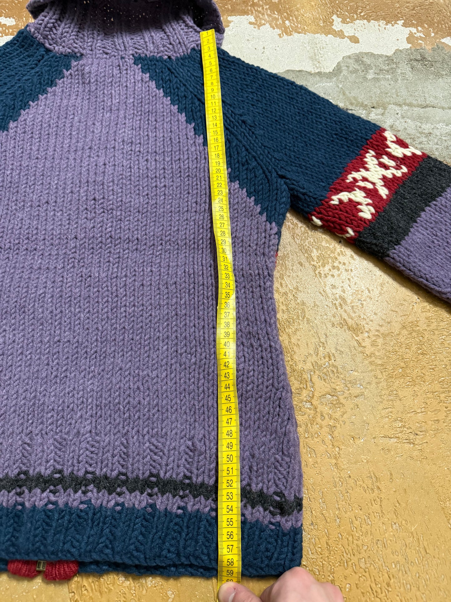 Guru hand made knit wool blend zipup - S