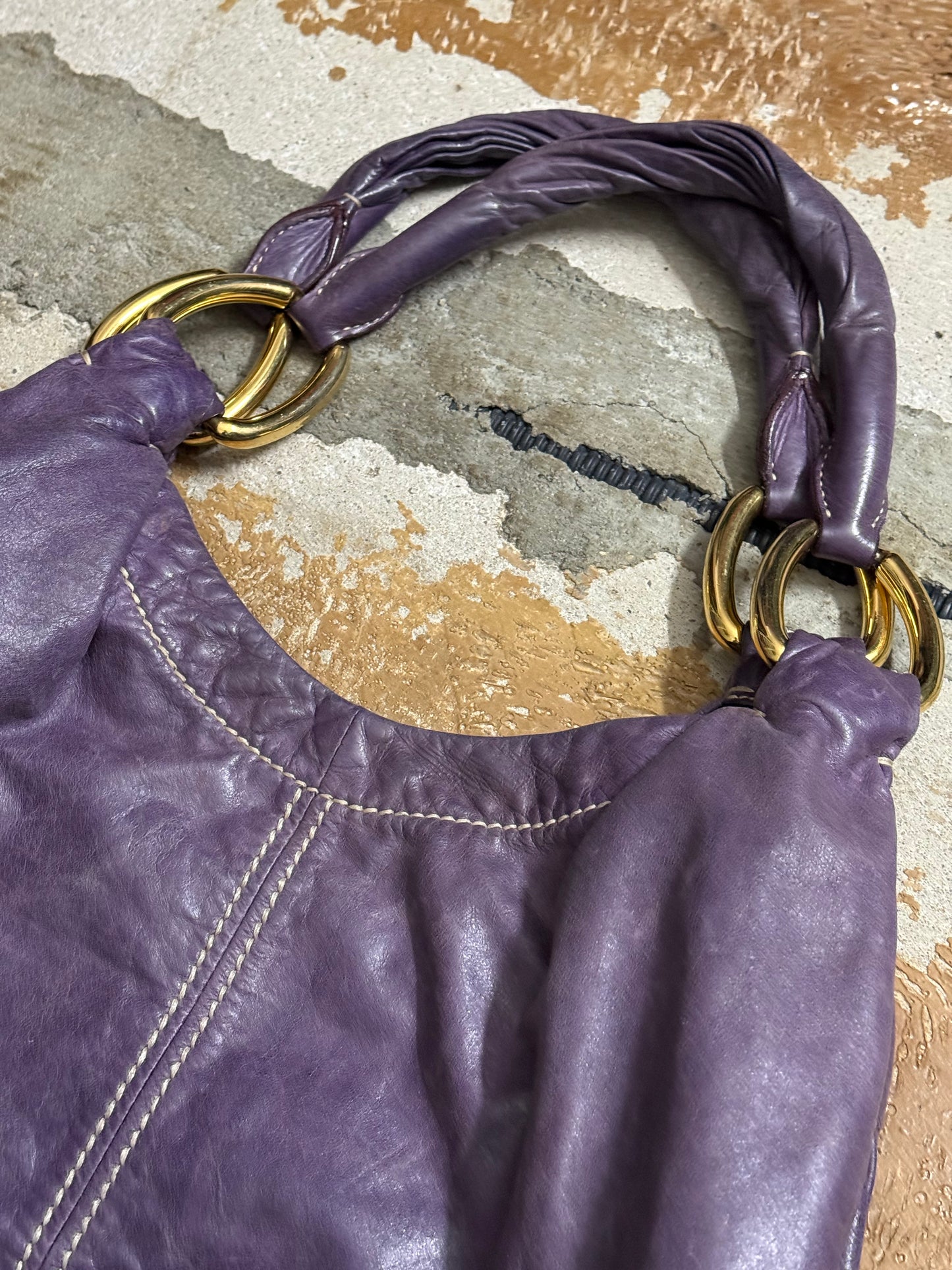 Miu Miu purple leather shopper bag